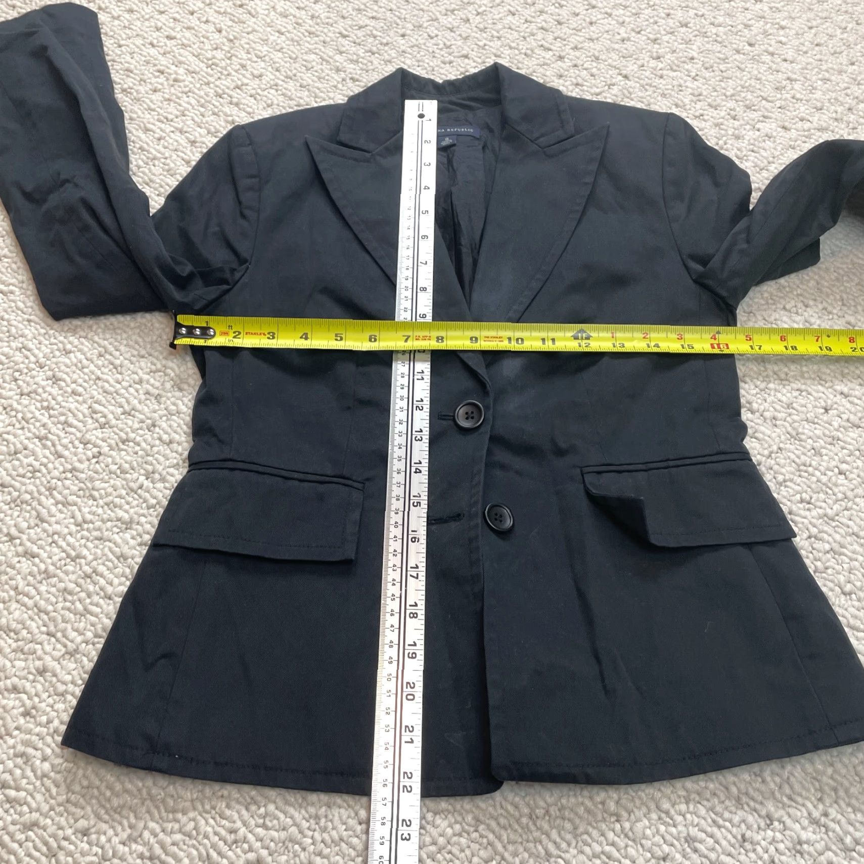 Banana Republic Banana Republic Blazer Womens 0 Black Cotton Two Button Minimalist Suit Size XS / US 0-2 / IT 36-38 - 4 Thumbnail