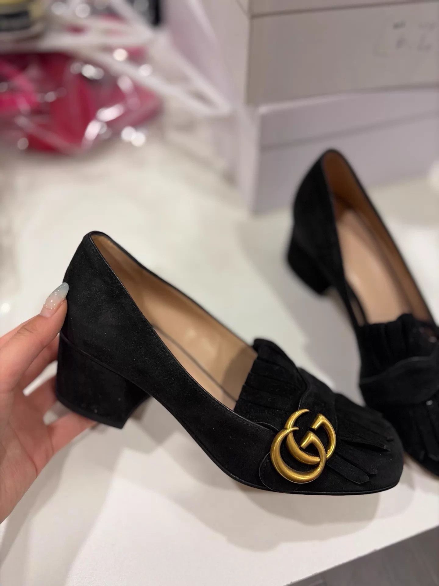 Gucci Gucci Black Suede Block Heel Mary Jane Size 35 (New) Size US 4.5 / IT 34.5 - 2 Thumbnail