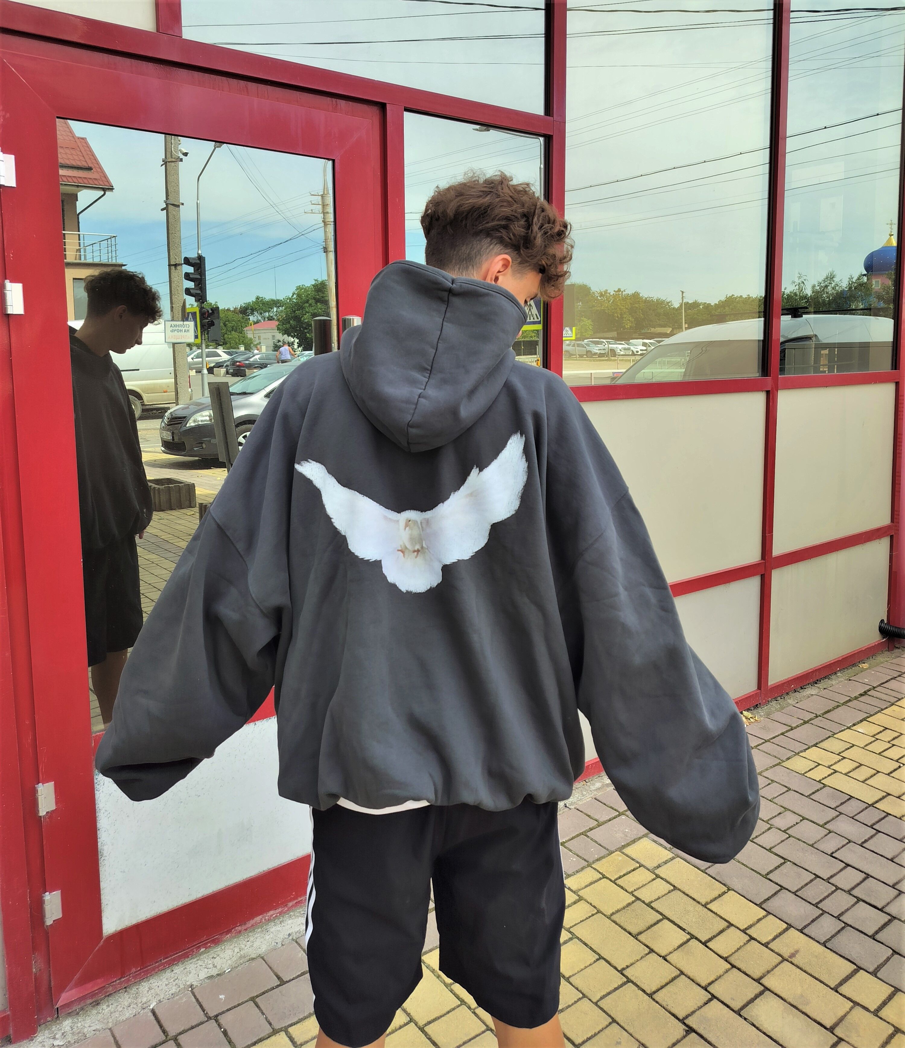Balenciaga RARE COLOR Yzy Yeezy Gap Balenciaga dove shrunken hoodie |  Grailed