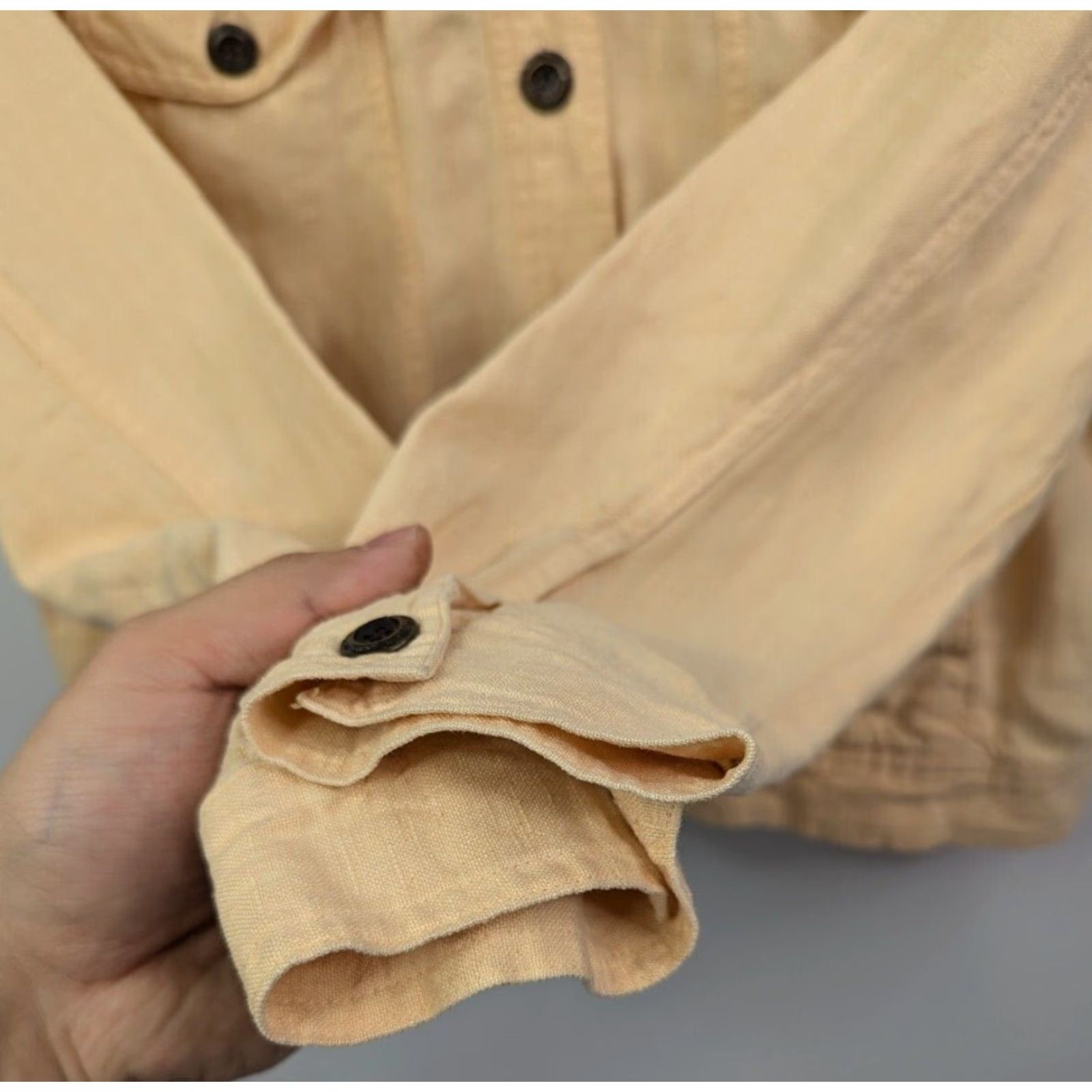 J. Jill VINTAGE J Jill Jacket Women's XS Petite Yellow Linen Button Up Long Sleeve Pockets Size XS / US 0-2 / IT 36-38 - 3 Thumbnail