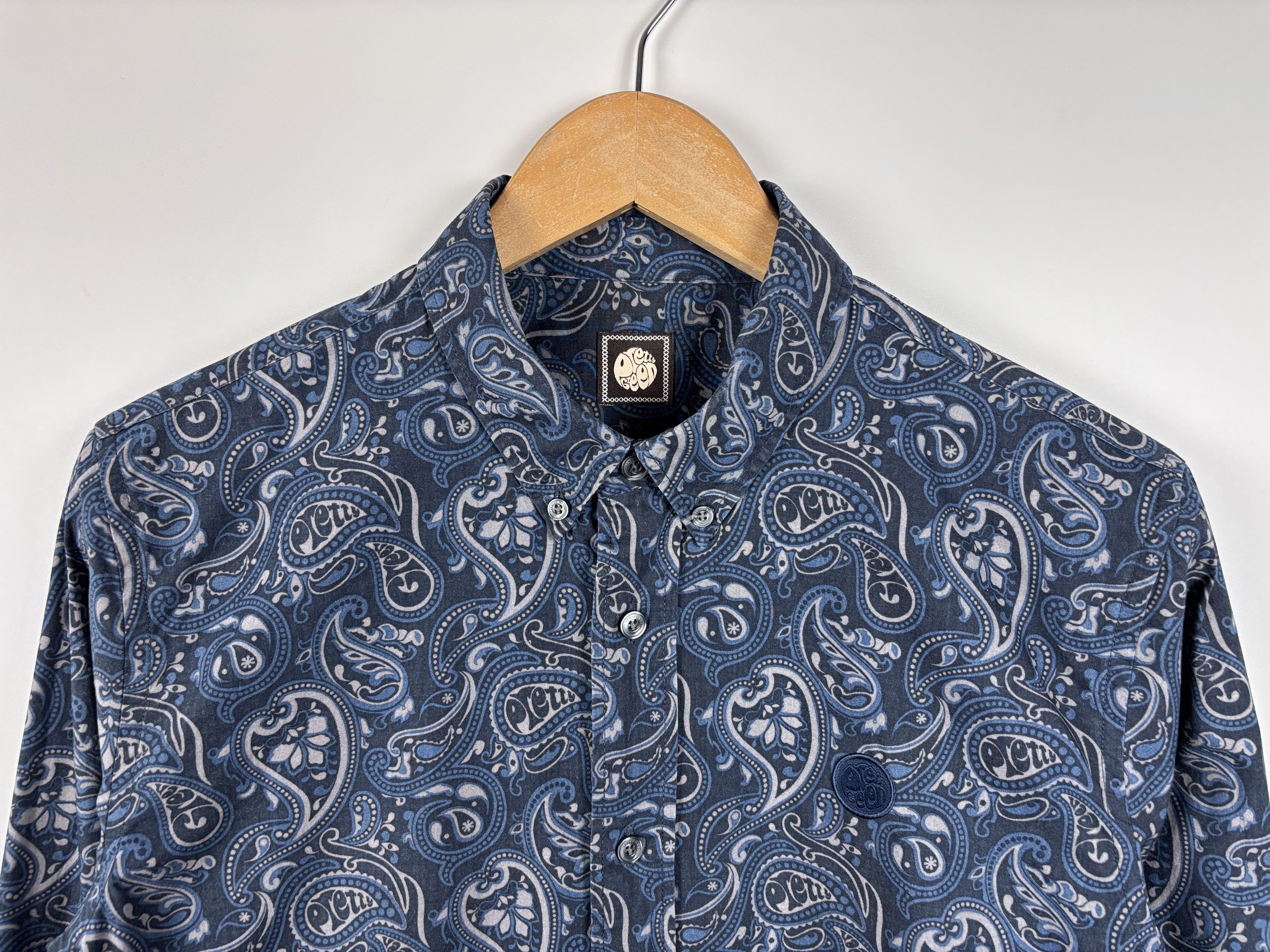 Pretty Green Pretty Green Plaisey Button Down Shirt Slim Fit Blue S Size US S / EU 44-46 / 1 - 2 Thumbnail