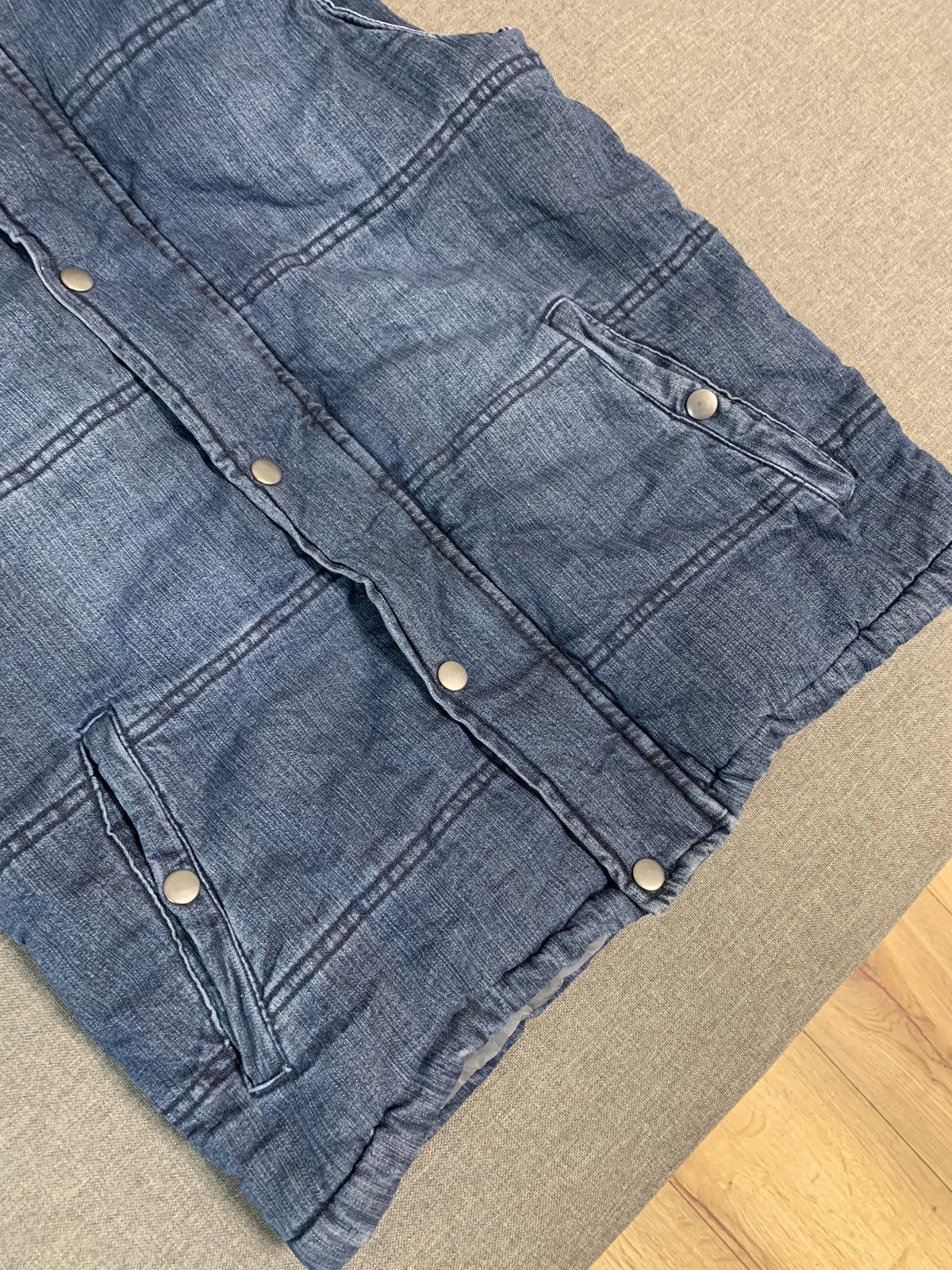 Japanese Brand Full Glow Blue Denim Puffer Vest Size US M / EU 48-50 / 2 - 4 Thumbnail