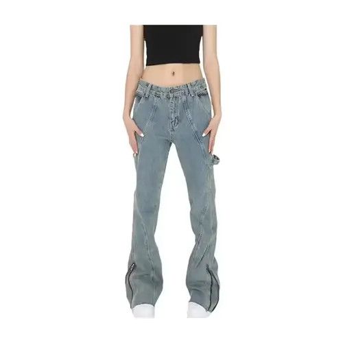 Ankle Zip Flared Denim Jeans