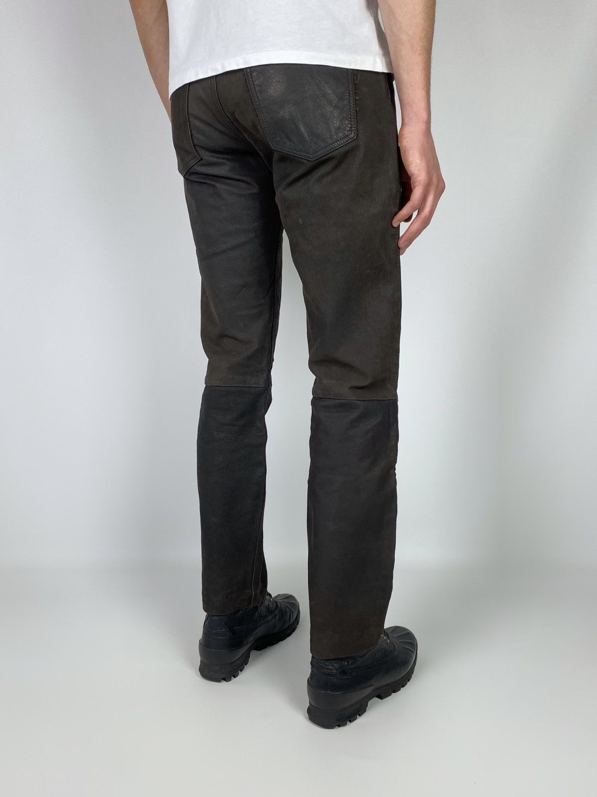 Leather 1990’s Vintage Distressed Brown Biker Leather Pants Size US 31 - 1 Thumbnail
