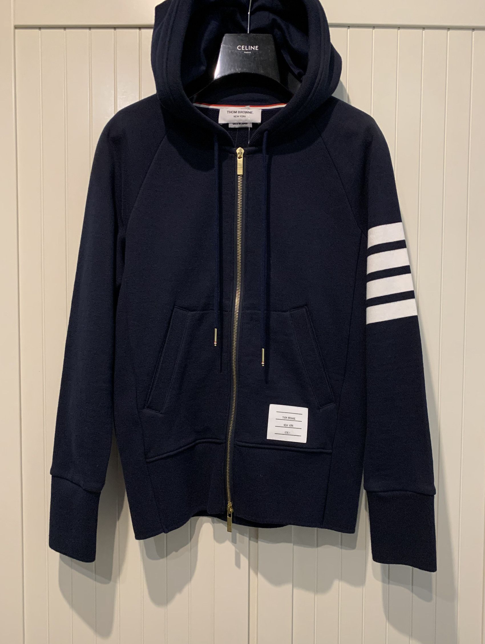 image of Thom Browne Fw'19 Hoodie Carryover in Navy, Men's (Size Small)