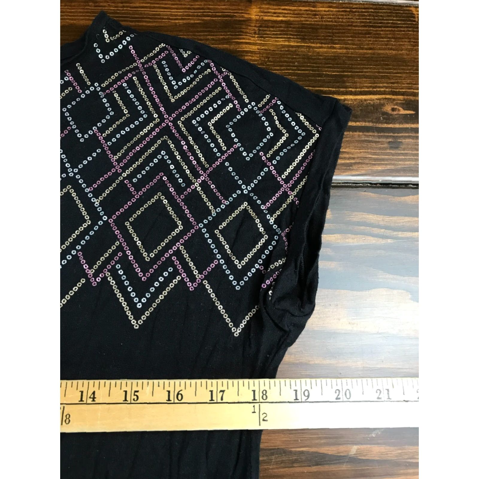 Apt. 9 APT.9 Shirt, Women's Medium, Pink Black Gold, Short Sleeve, T-Shirt, Women, Casual, Modern Theme, Vintage No Size M / US 6-8 / IT 42-44 - 4 Thumbnail