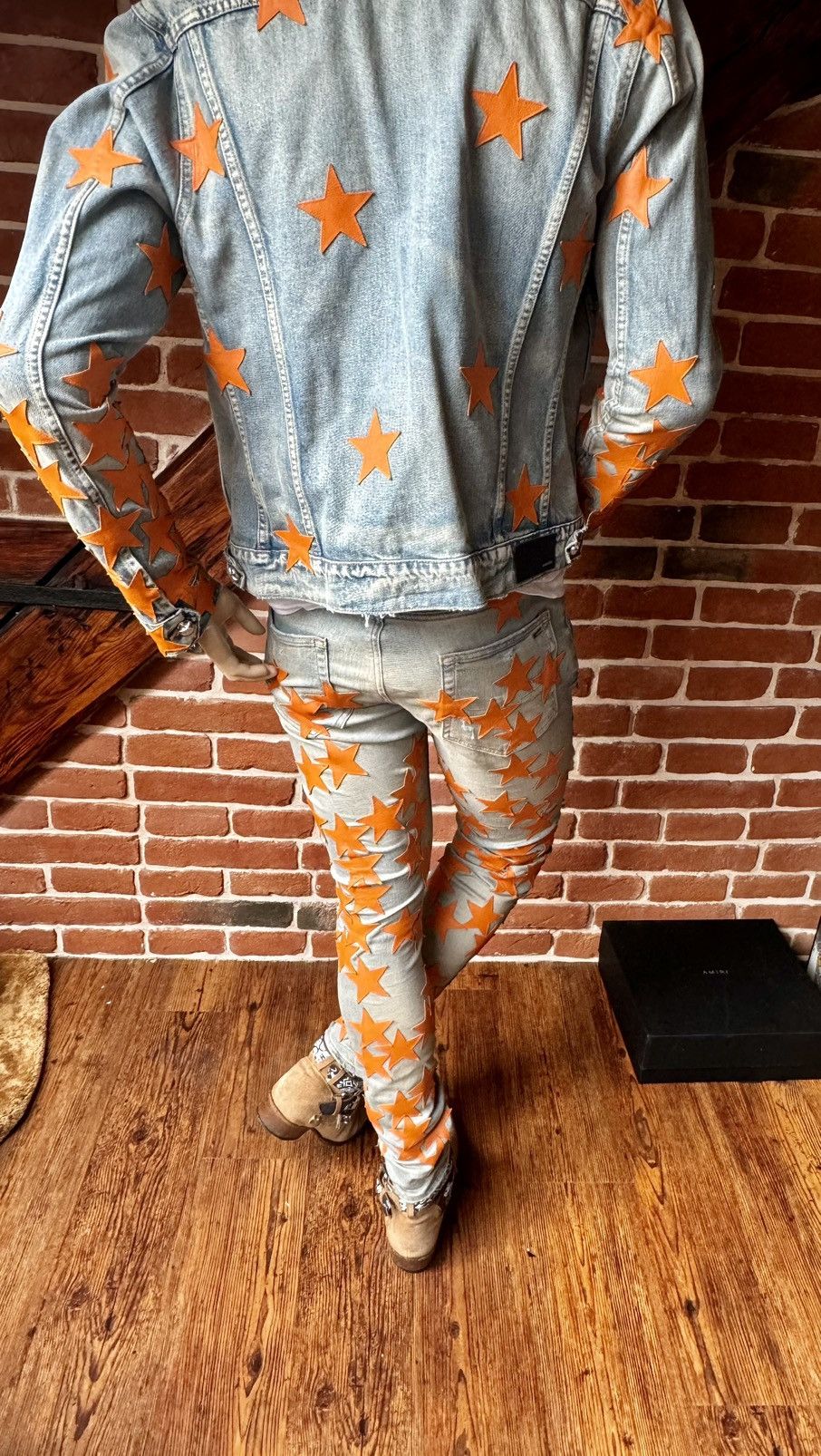Amiri Amiri Orange Stars denim jacket Size US L / EU 52-54 / 3 - 11 Thumbnail
