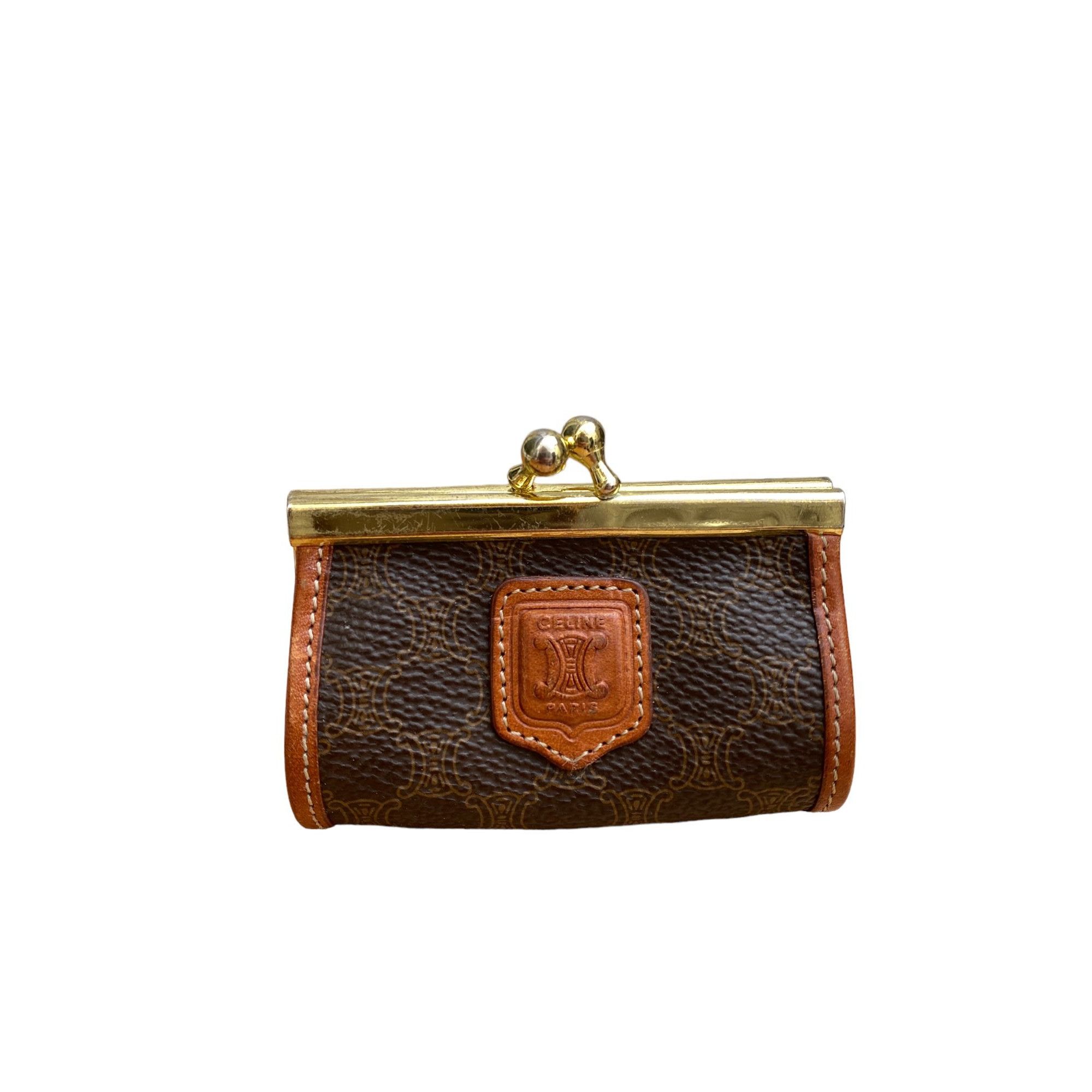 image of Celine Brown Leather Coin Purse Bag, Men's