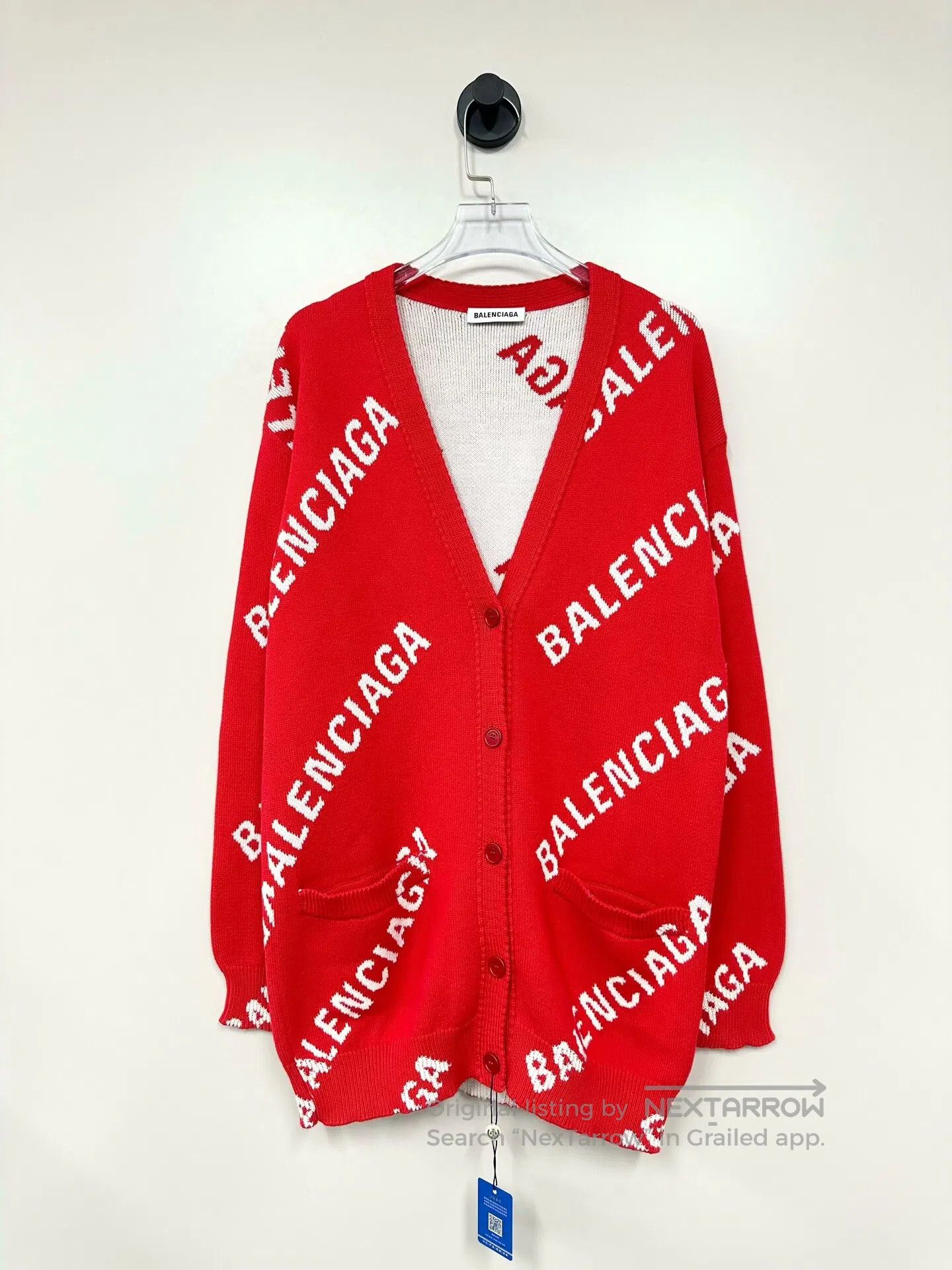 Balenciaga Balenciaga Red Bullet Screen Printed Logo Knit Cardigan| Size US XS / EU 42 / 0 - 1 Thumbnail