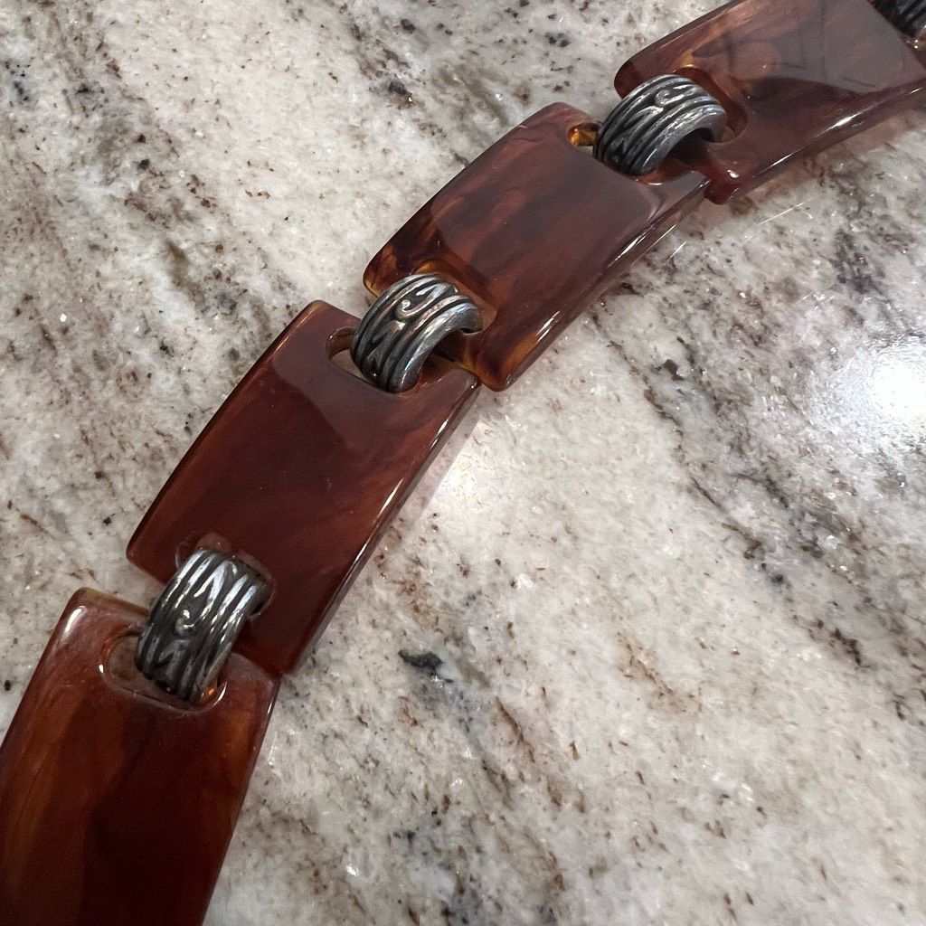 Brighton Brighton Vintage Leather & Tortoise Shell Bakelite Style Bel Size ONE SIZE - 10 Thumbnail