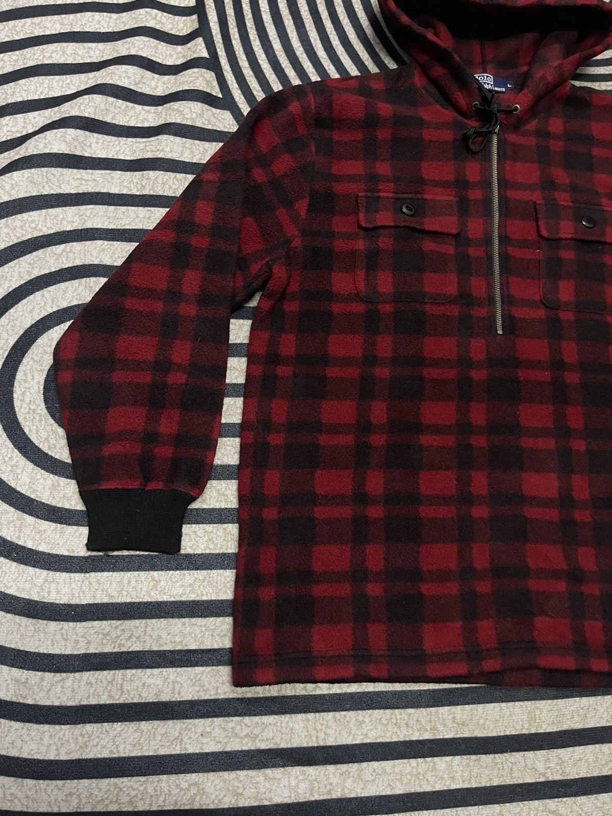 Polo Ralph Lauren 90s POLO RALPH LAUREN ANORAK HALF ZIPPER FLEECE HOODIE Size US L / EU 52-54 / 3 - 3 Thumbnail