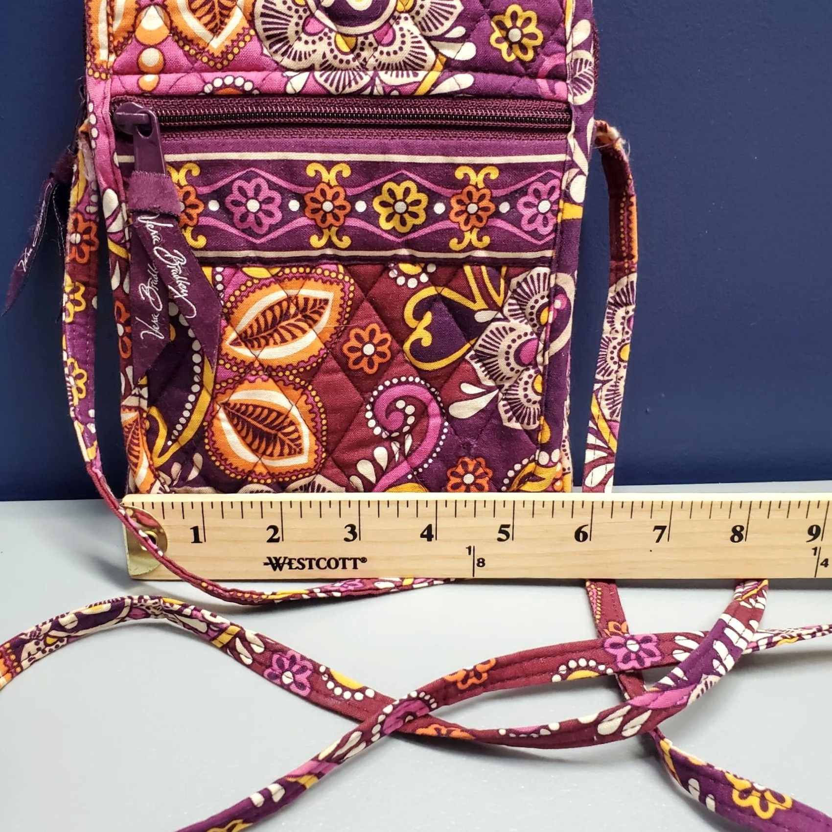 Vintage Vera Bradley Hipster Crossbody Bag Womens Purple Multi Fabric Paisley Zip Pocket Size ONE SIZE - 3 Thumbnail