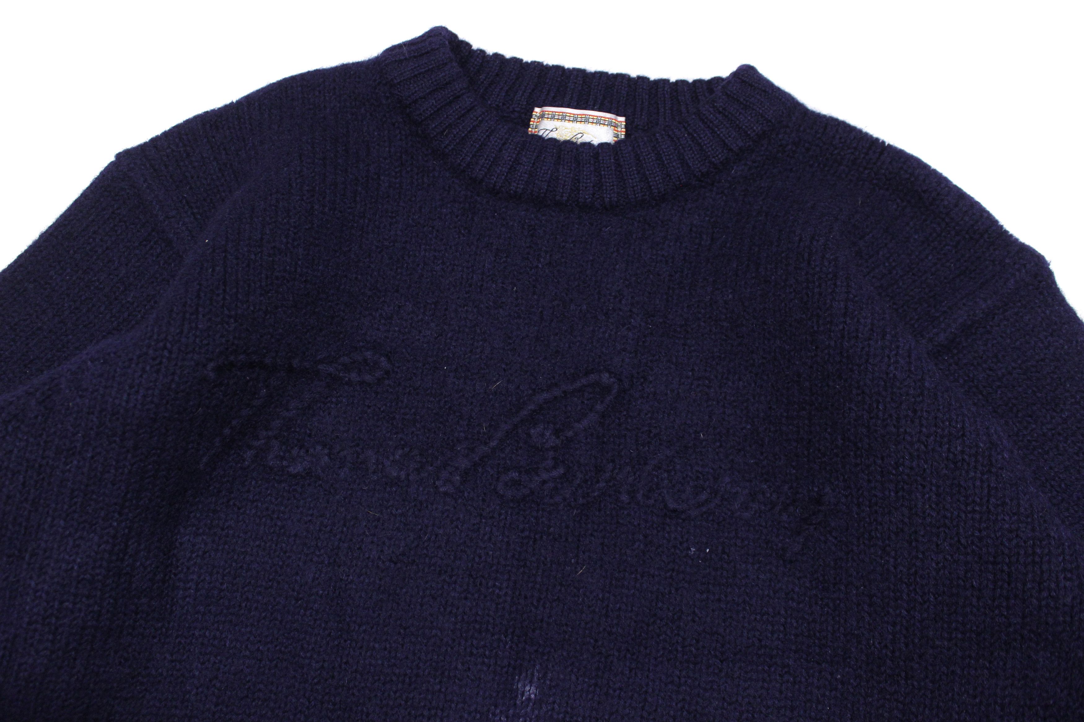 Burberry 90S Thomas Burberry Embroidered Big Logo Wool Knit Vintage Size US S / EU 44-46 / 1 - 3 Thumbnail
