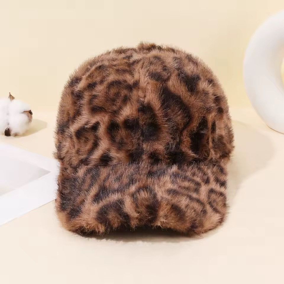 Other Leopard Fluffy Warm Plush Streetwear Cap Hat Size ONE SIZE - 1 Thumbnail