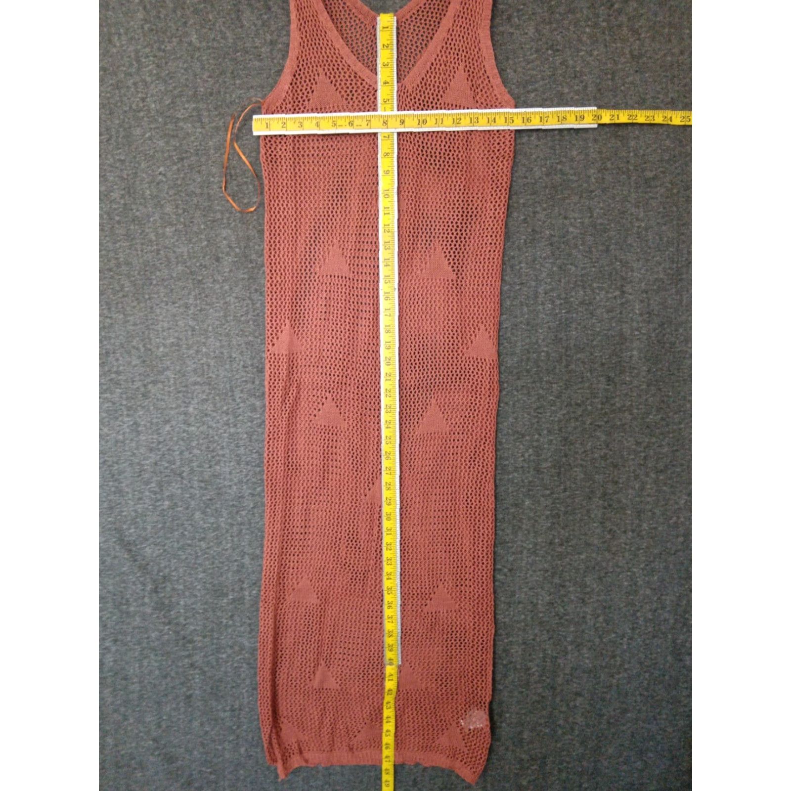 Vintage Codigo Crochet Long Knit Dress S Coral V-Neck Sleeveless Dress Women Lightweight Casual 90s Sexy Size S / US 4 / IT 40 - 4 Thumbnail