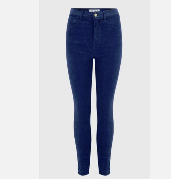 Frame Frame Ali High Rise Slim Corduroy Pants Twilight Navy ( 27 ) Size 27" / US 4 / IT 40 - 3 Thumbnail