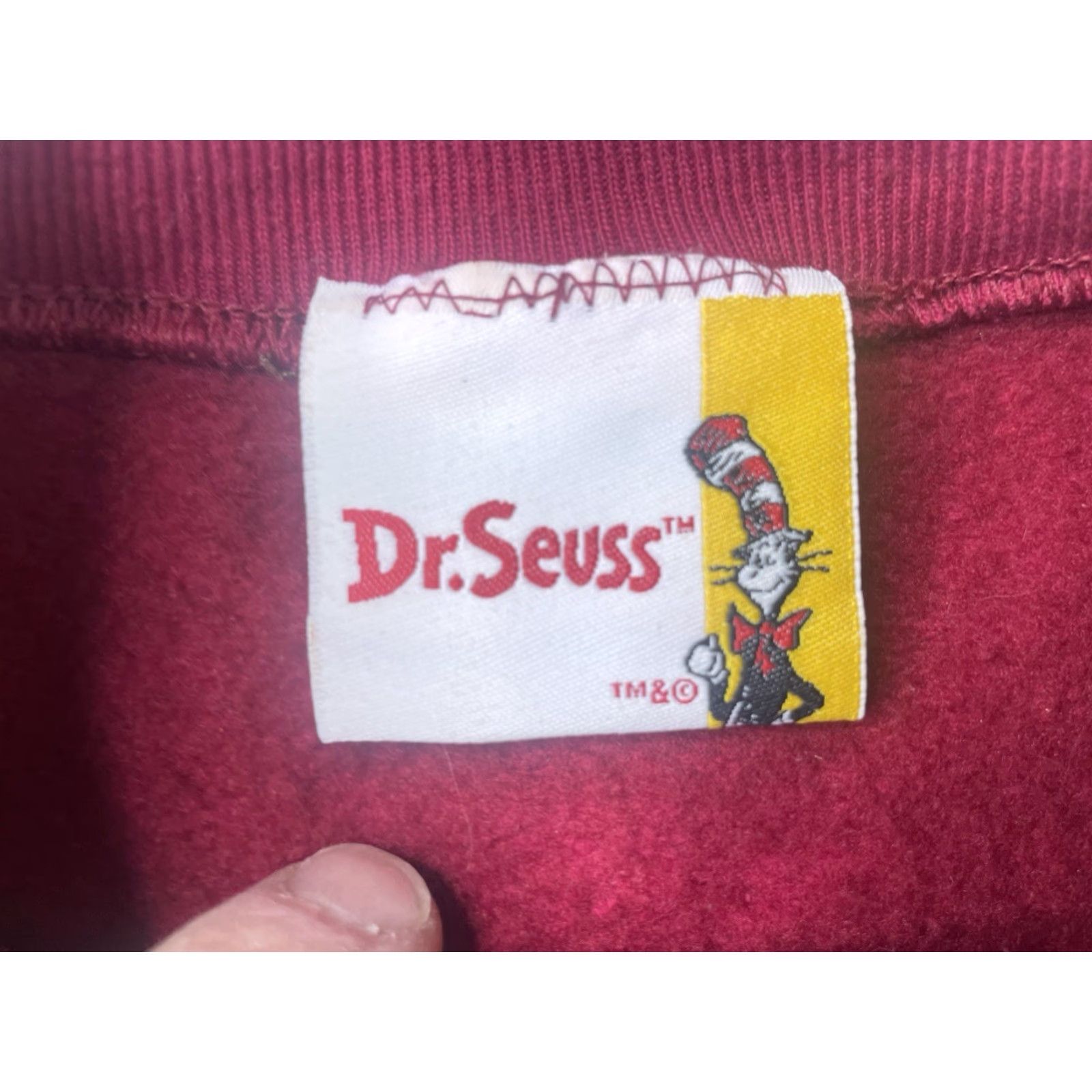 Vintage VINTAGE Dr. Seuss Sweatshirt Cat in the Hat Crew Neck M Red 50/50 Cotton Polyester Graphic Print Mens 90s Cats in the Hat Vintage Size US M / EU 48-50 / 2 - 3 Thumbnail