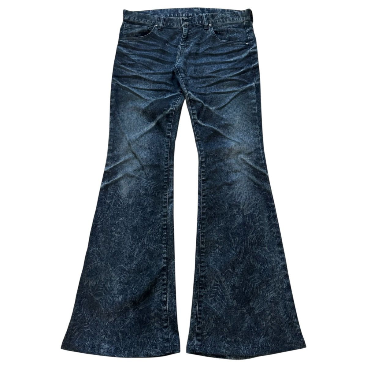 Tornado Mart Tornado Mart Tropical Printed Whiskered Flared Denim Size US 32 / EU 48 - 1 Thumbnail