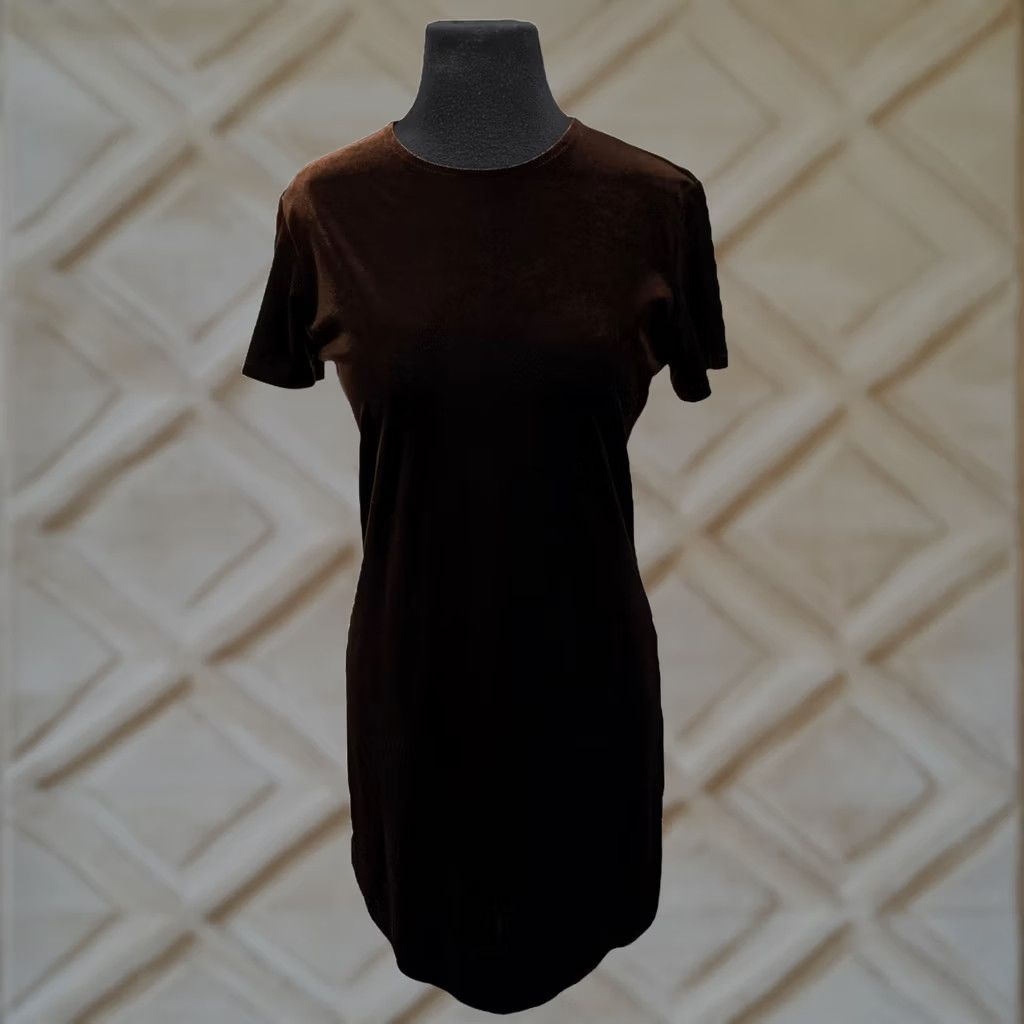 J.Crew EUC J. Crew Brown Velvet Short Sleeve Knee Length Sheath Dress Women's M Size 32" / US 10 / IT 46 - 1 Thumbnail