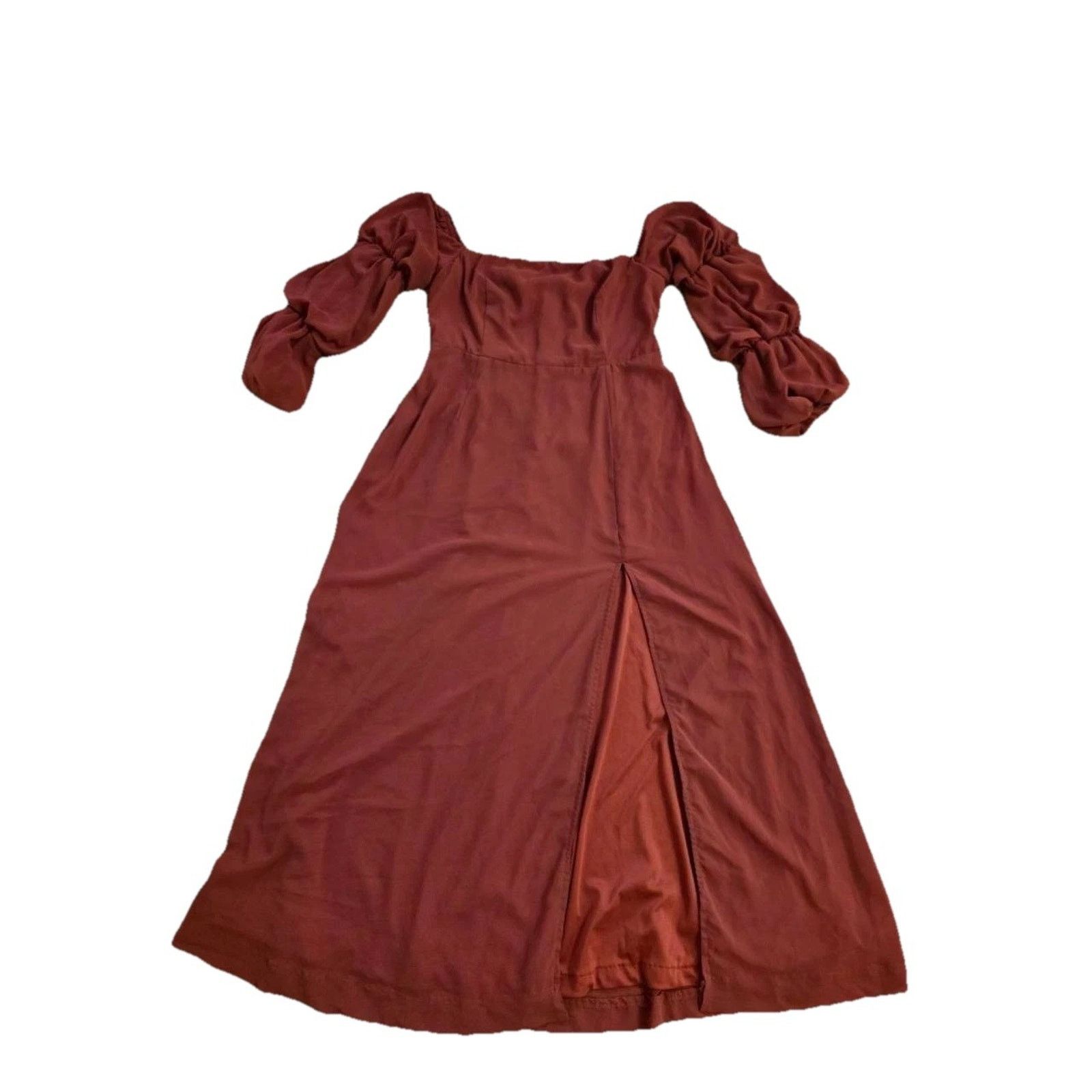 Dagne Dover Lulus Demure Aura Rust Tiered Balloon Sleev Dress XL A001552 Size XL / US 12-14 / IT 48-50 - 4 Thumbnail