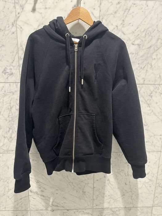 AMI AMI Black Zip Up Hoodie | Grailed