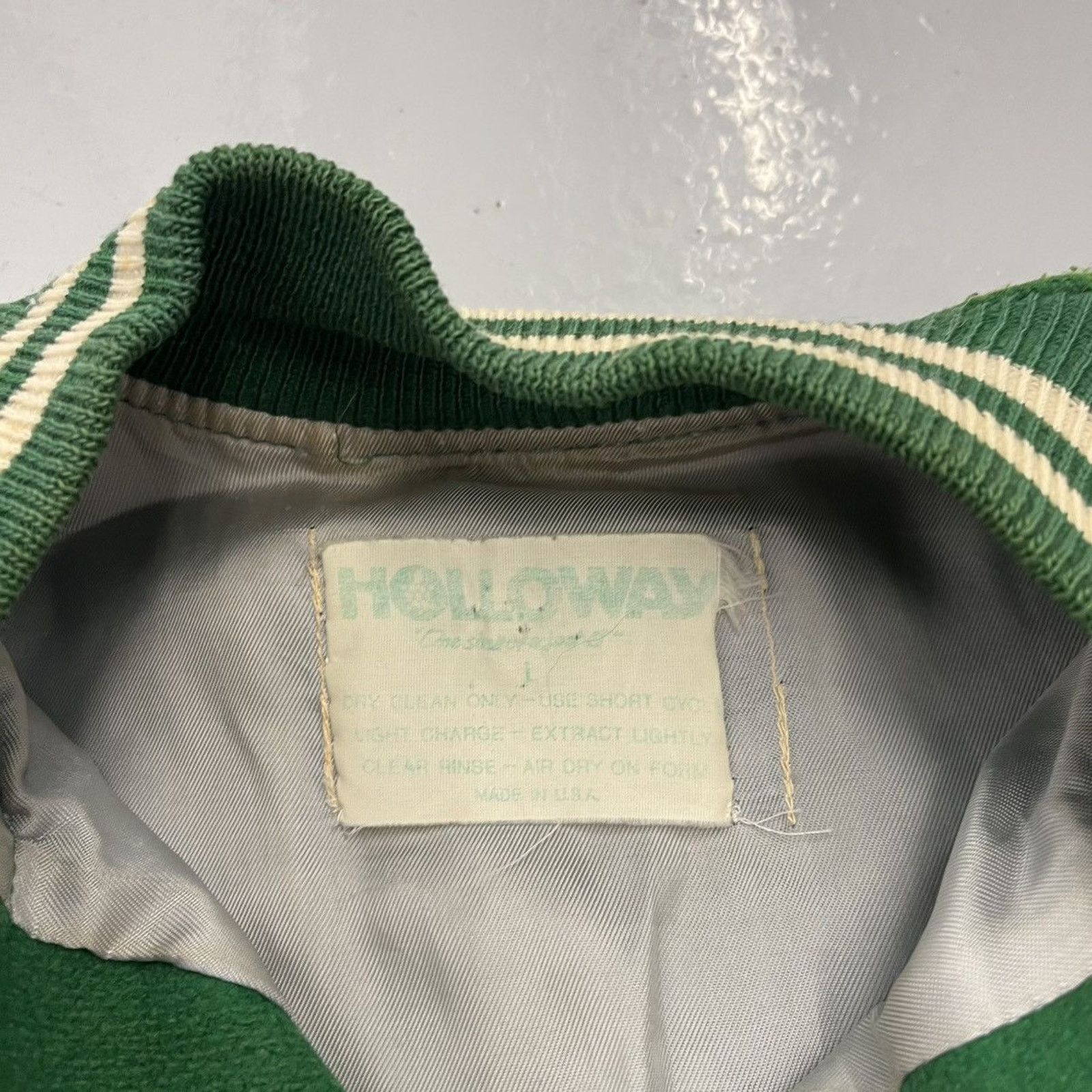 Holloway Vintage 60s Holloway Green Wool/Leather Varsity Jacket Size US L / EU 52-54 / 3 - 4 Thumbnail