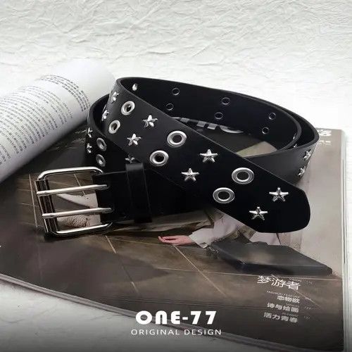 Leather 861Black Star-Studded Belt Size ONE SIZE - 6 Thumbnail