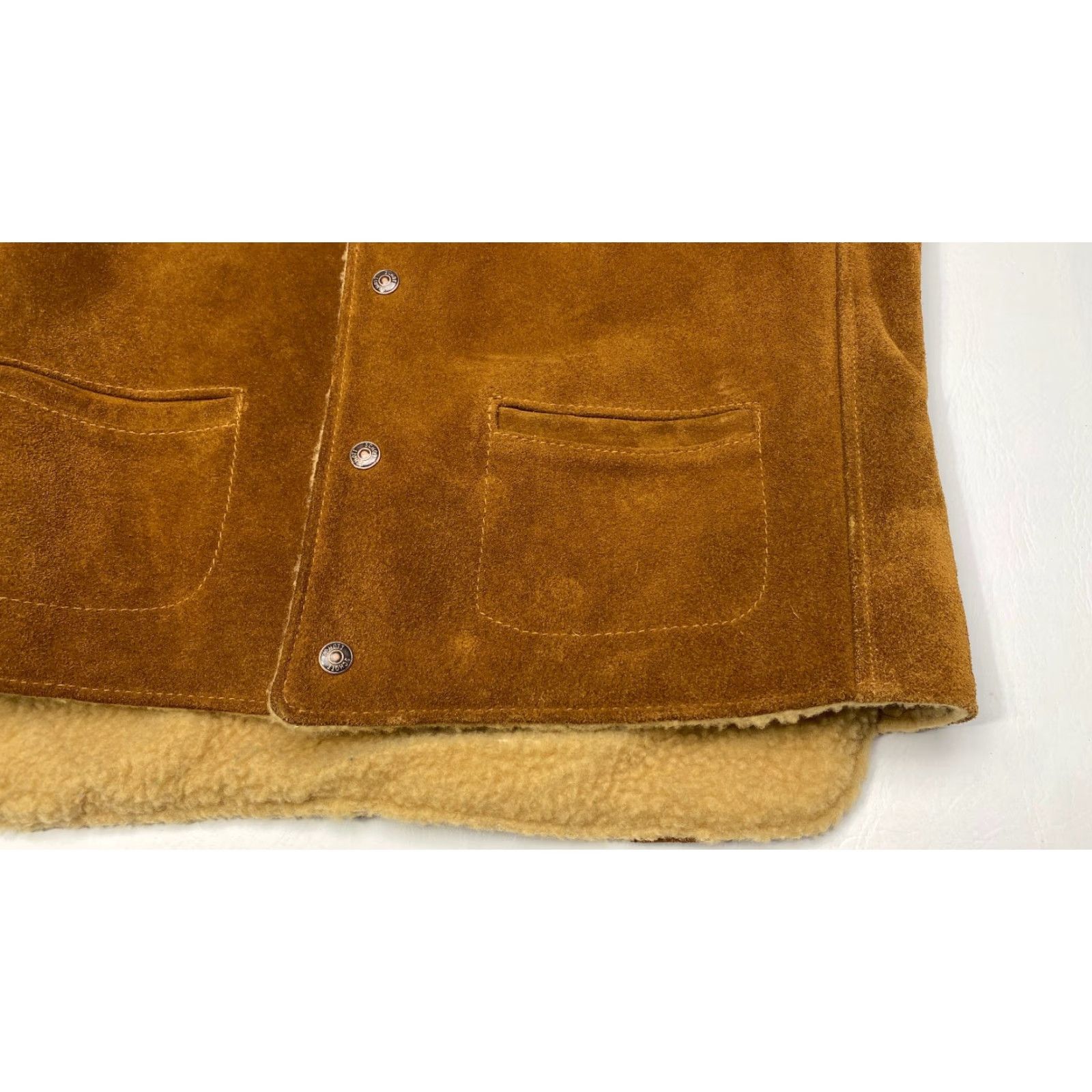 Schott VINTAGE Schott Bros Rancher Vest Mens XL Suede Sherpa Lined Western 70s Biker Size US XL / EU 56 / 4 - 4 Thumbnail