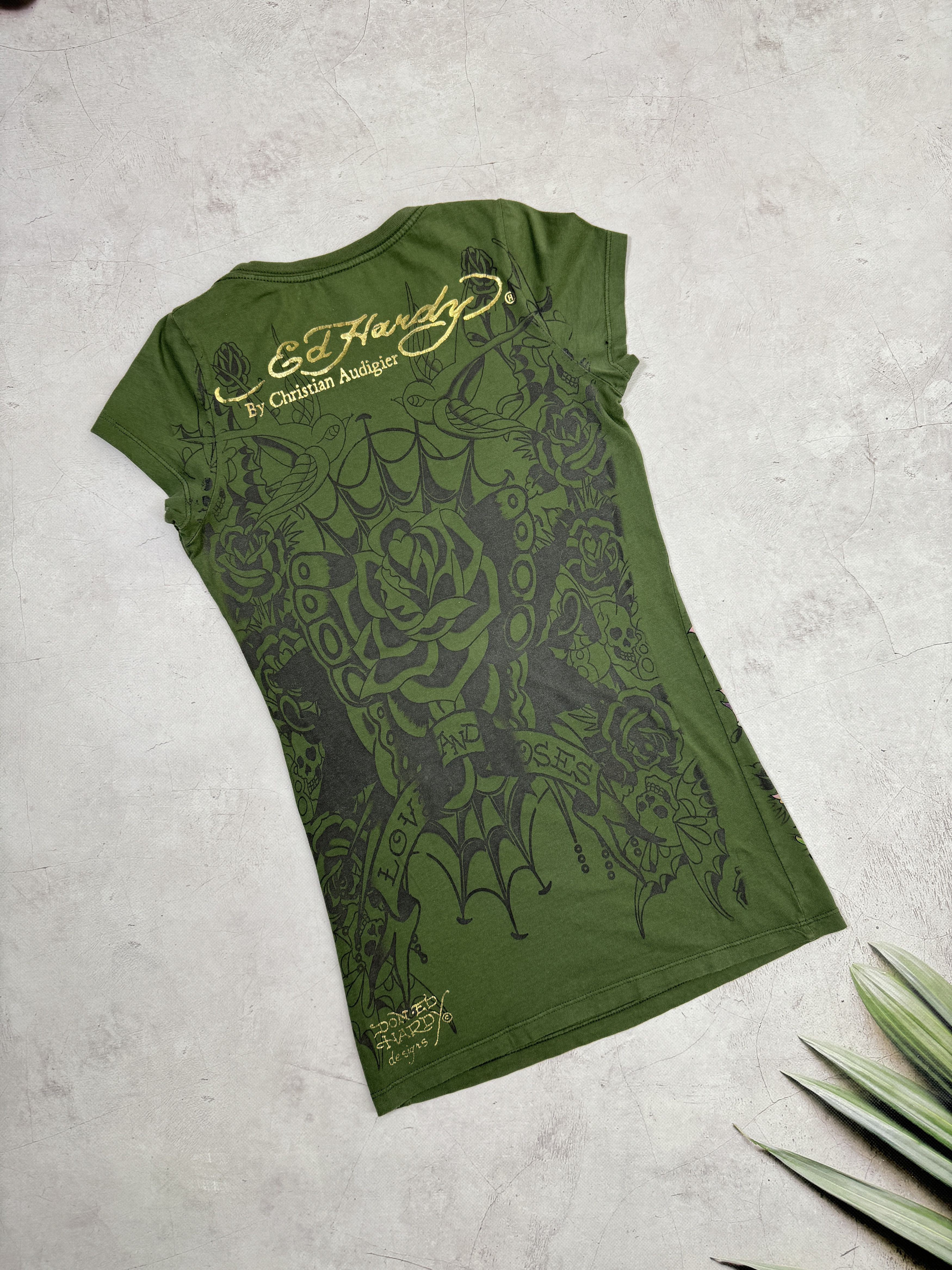 Christian Audigier × Ed Hardy Ed Hardy Mini Dress Tunica Love and Roses Skull & Bird Size S / US 4 / IT 40 - 20 Thumbnail