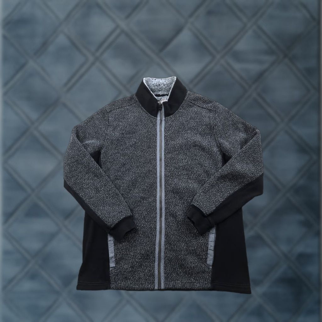 Carbon Carbon Jacket Mens XL Gray Knit Full Zip Bomber Stand-Up Collar Lined Pockets Fleece Insulated Size US XL / EU 56 / 4 - 1 Thumbnail