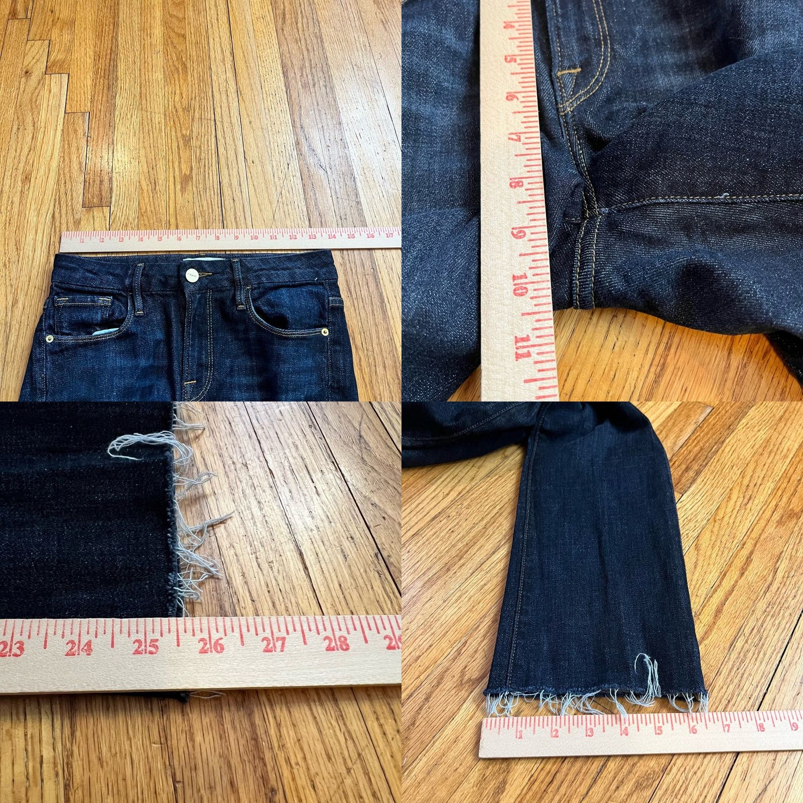 Frame VINTAGE? No. FRAME Jeans Womens 25 Le Boot Dark Raw Hem Crop Jeans Women 25 Bootcut Dark Blue 27x25.5 Ladies Womens Frame Denim Size 42" / US 20 - 8 Thumbnail