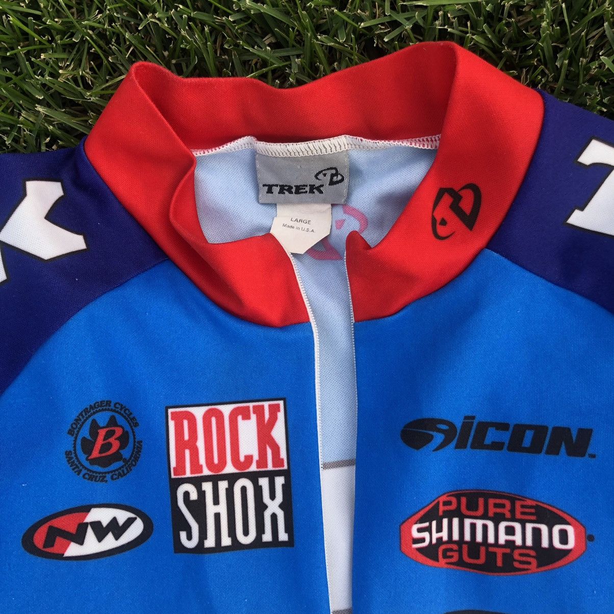 Vintage Trek Volkswagen Cycling Blue Jersey Size US L / EU 52-54 / 3 - 5 Thumbnail