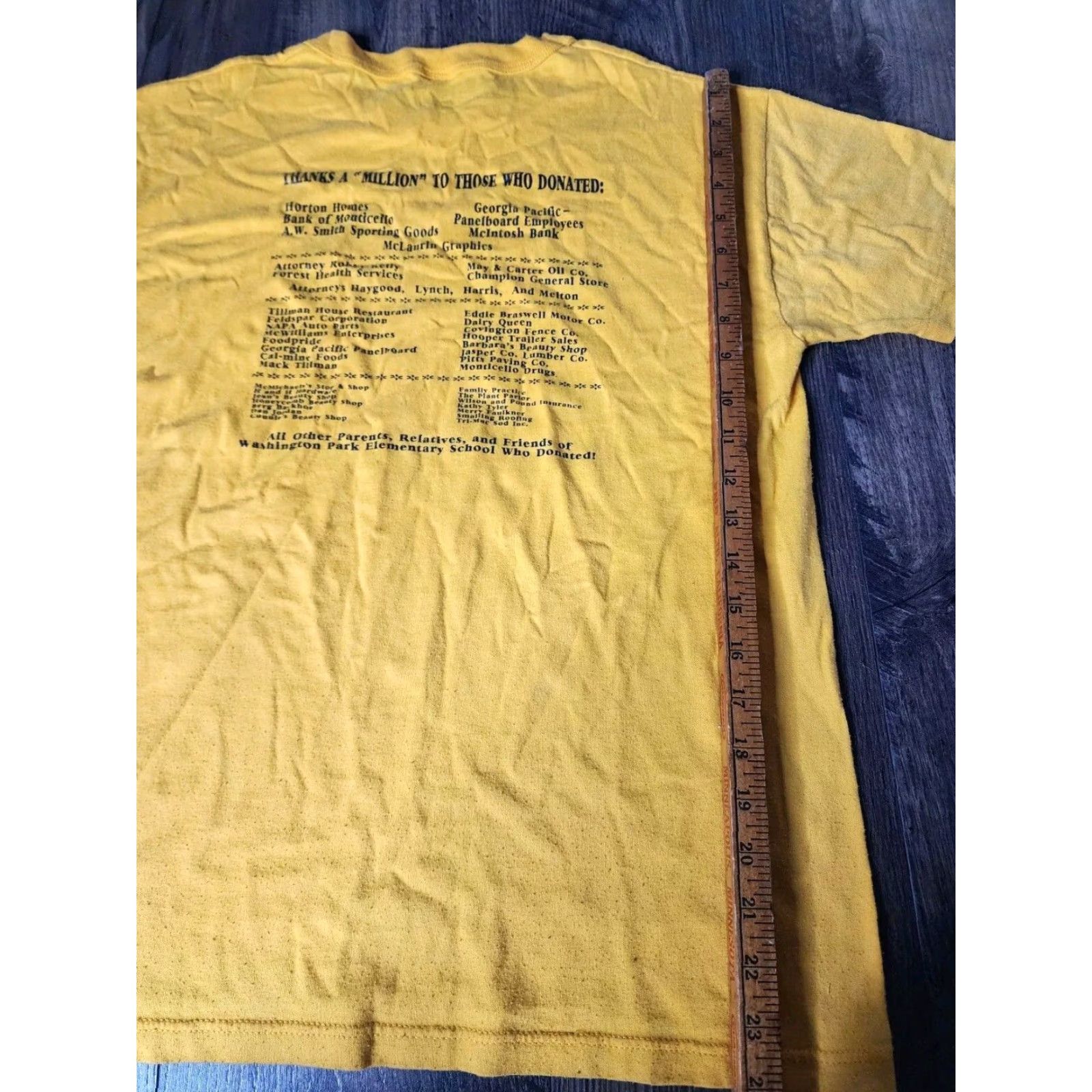 Russell Athletic VINTAGE Russell Athletic Mens S/M T-Shirt Washington Park Elementary School 1990s Yellow Cotton Blend Size US S / EU 44-46 / 1 - 2 Thumbnail