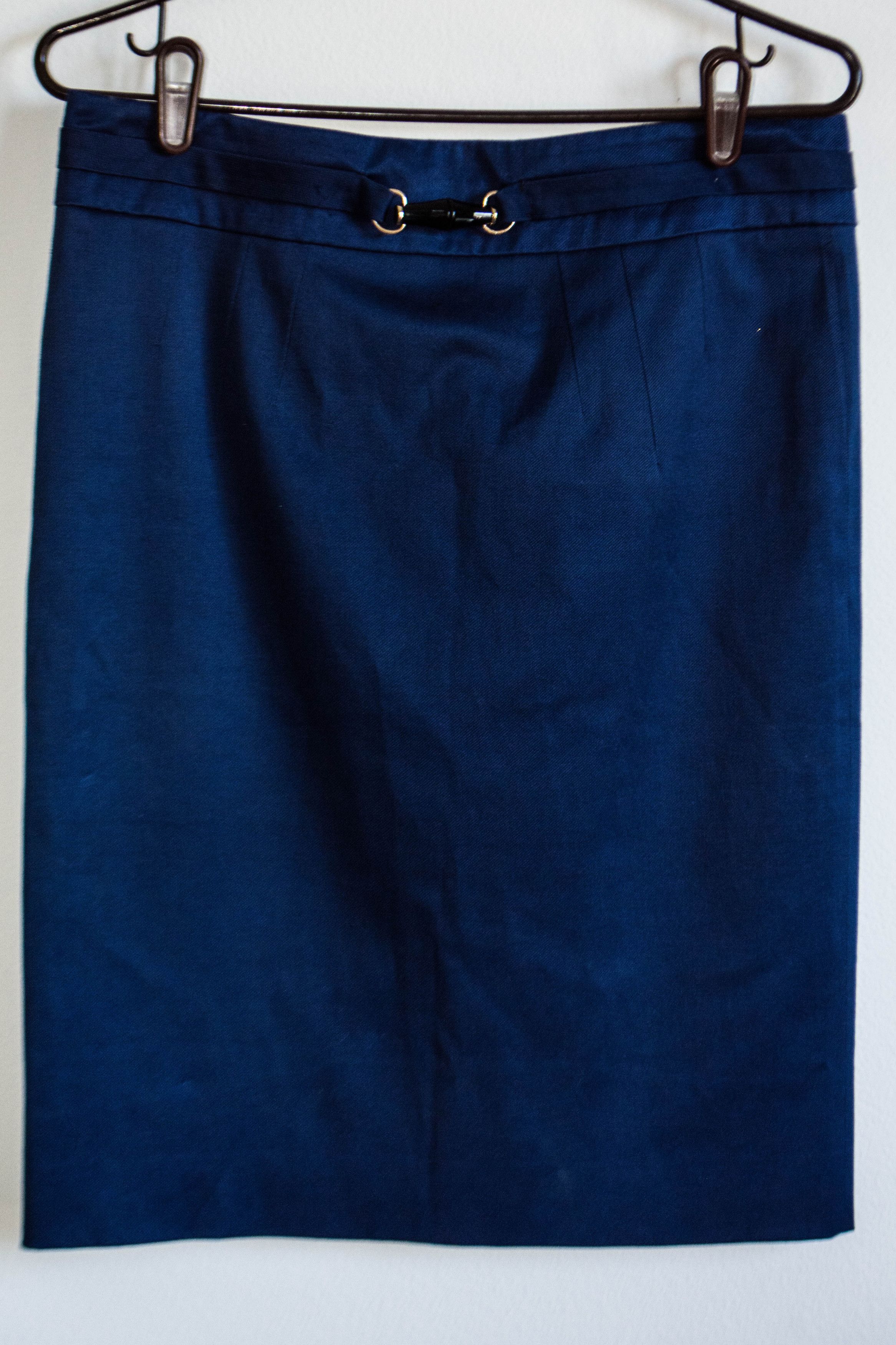 image of Gucci By Tom Ford Bamboo Skirt Navy Blue, Women's (Size 30)
