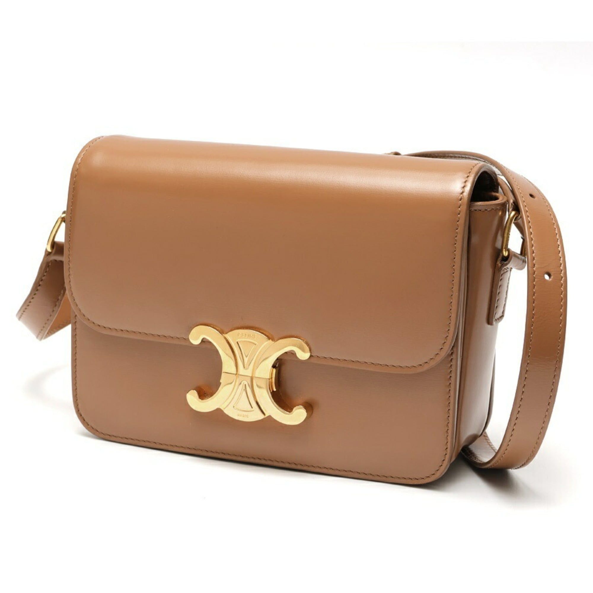 Celine Celine Teen Triomphe Bag Shoulder 18842 Shiny Calfskin Brown Size ONE SIZE - 1 Thumbnail