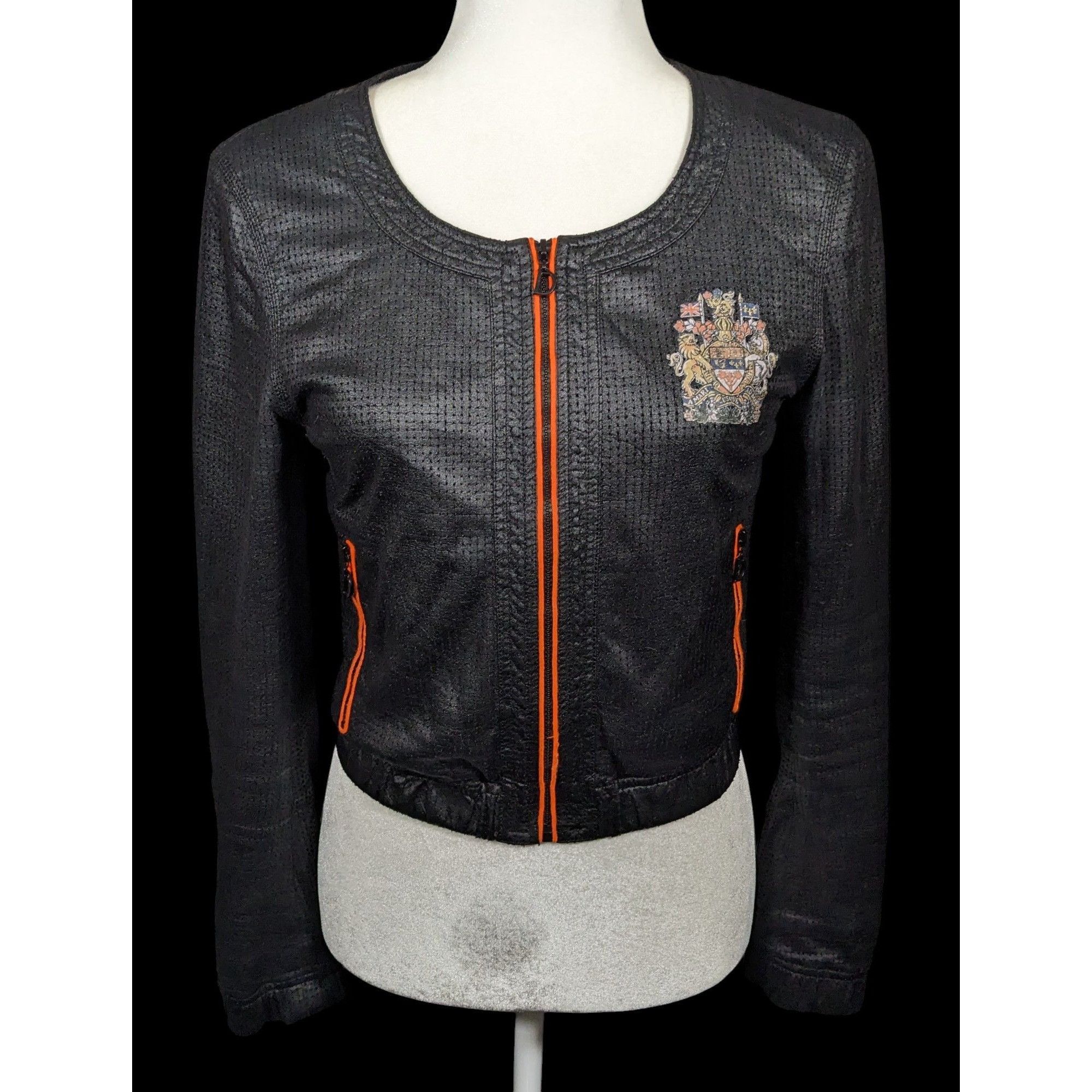 Other DGVI Black Casual Jacket With Printed Royal Crest Accents Si Size S / US 4 / IT 40 - 1 Thumbnail