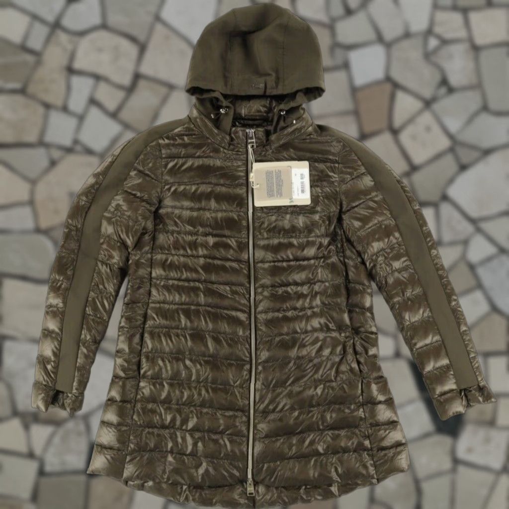 Herno Herno Techno Tafetta A-Line Puffer Olive Green Women's 40 Jacket Stretch Long Sleeve Crew Neck Relaxed Solid Nylon Size S / US 4 / IT 40 - 1 Thumbnail