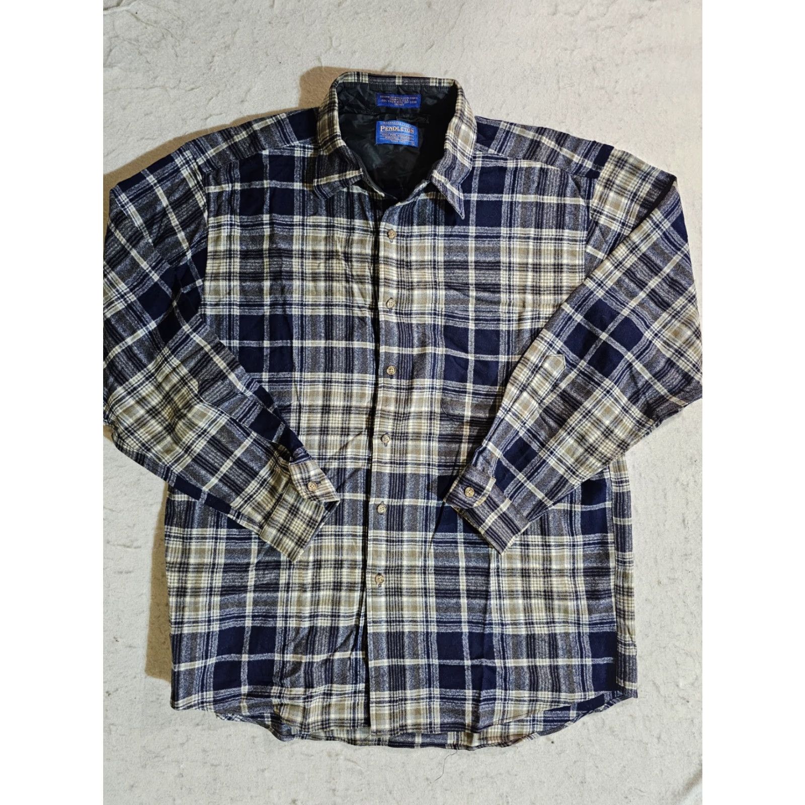 Pendleton VINTAGE Pendleton Board Shirt 100% Wool Blue Plaid Button-Up Mens L Size US L / EU 52-54 / 3 - 2 Thumbnail