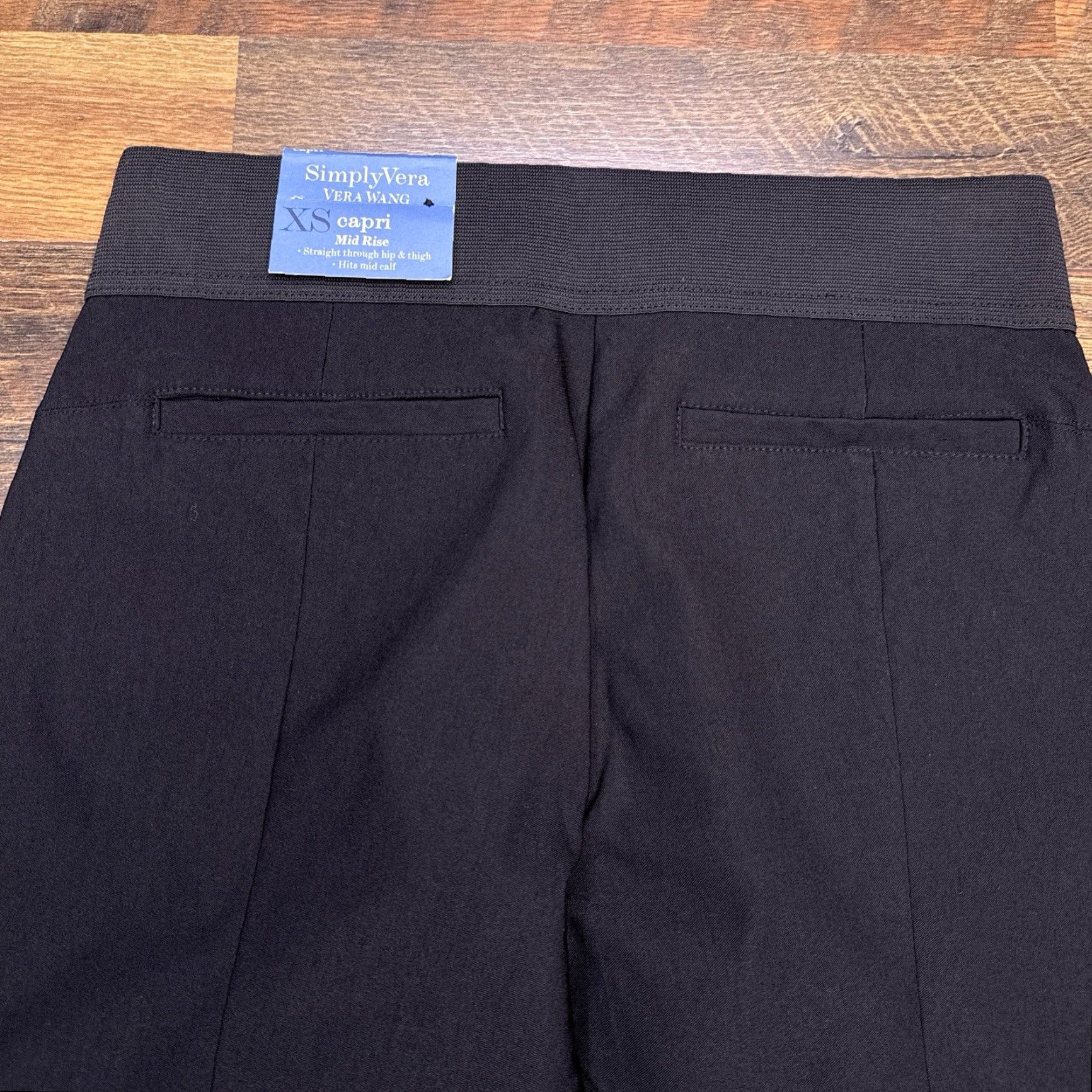 Vintage Simply Vera Wang Capri Leggings XS Black Capri Leggings Women's XS Black Stretch New Size 26" / US 2 / IT 38 - 7 Thumbnail