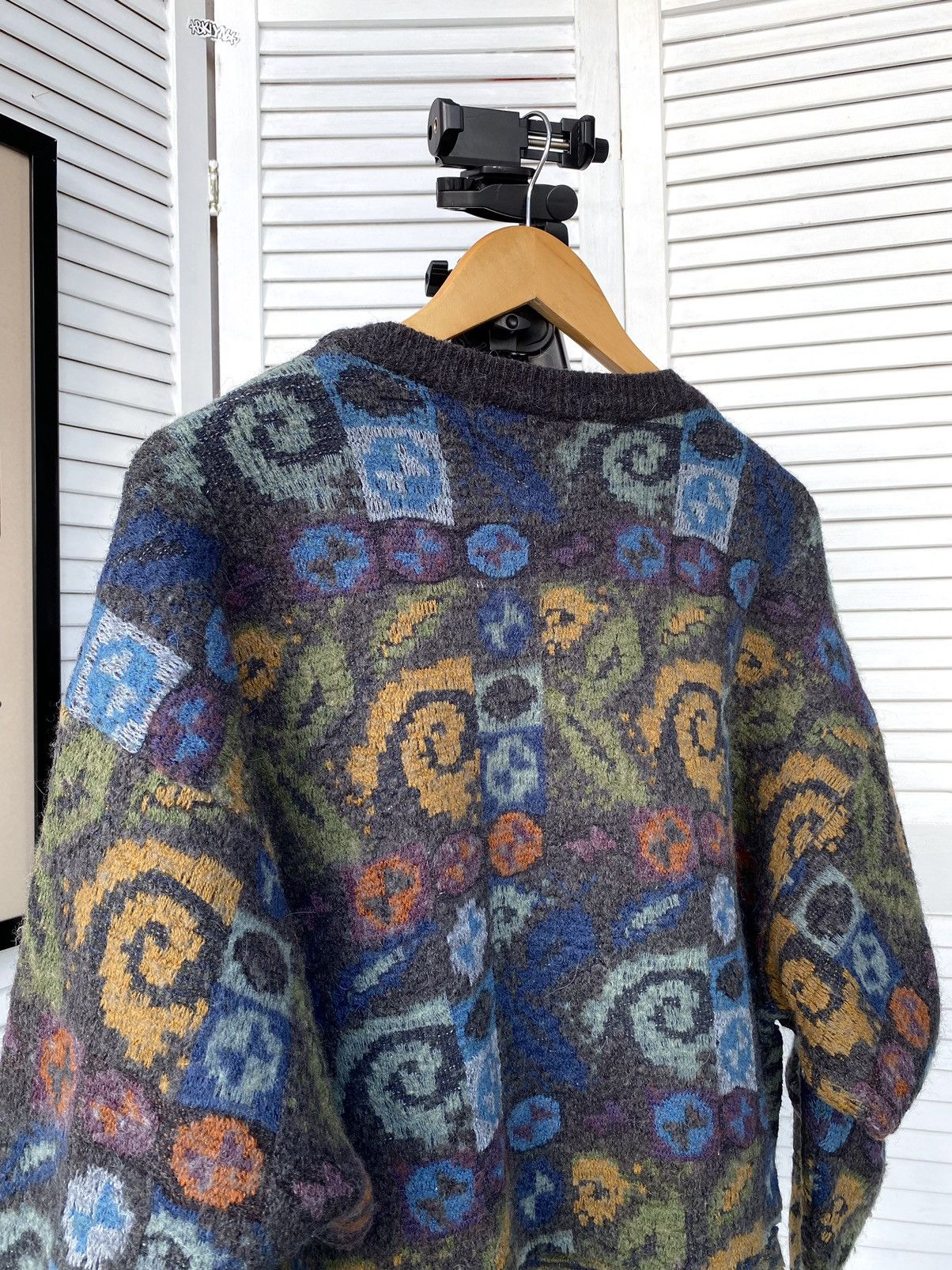 Japanese Brand × Vintage Vintage Abstract Cropped Wool Knit Sweater Baggy Size US L / EU 52-54 / 3 - 11 Thumbnail