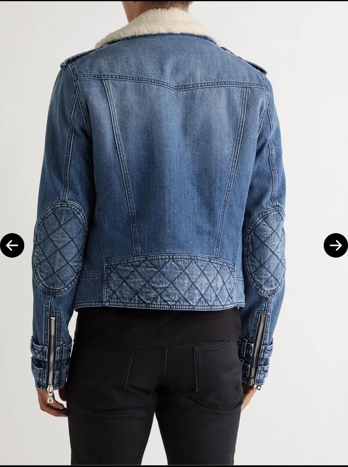 Balmain balmain Faux Shearling-Lined Denim Biker Jacket It 48 Size US M / EU 48-50 / 2 - 4 Thumbnail