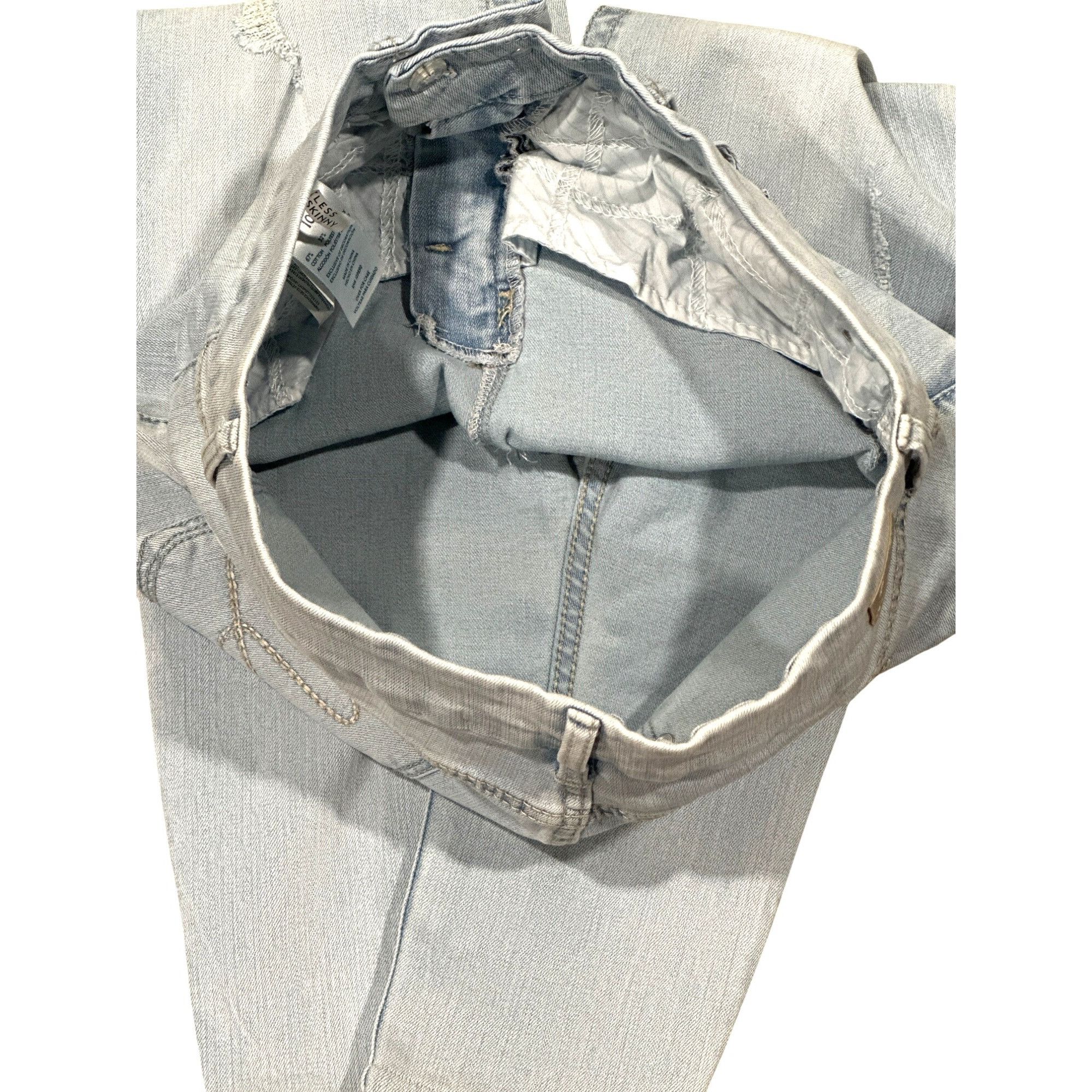 Seven 7 Seven7 Tummyless High Rise Skinny Jeans Light Wash Distresse Size 32" / US 10 / IT 46 - 18 Thumbnail