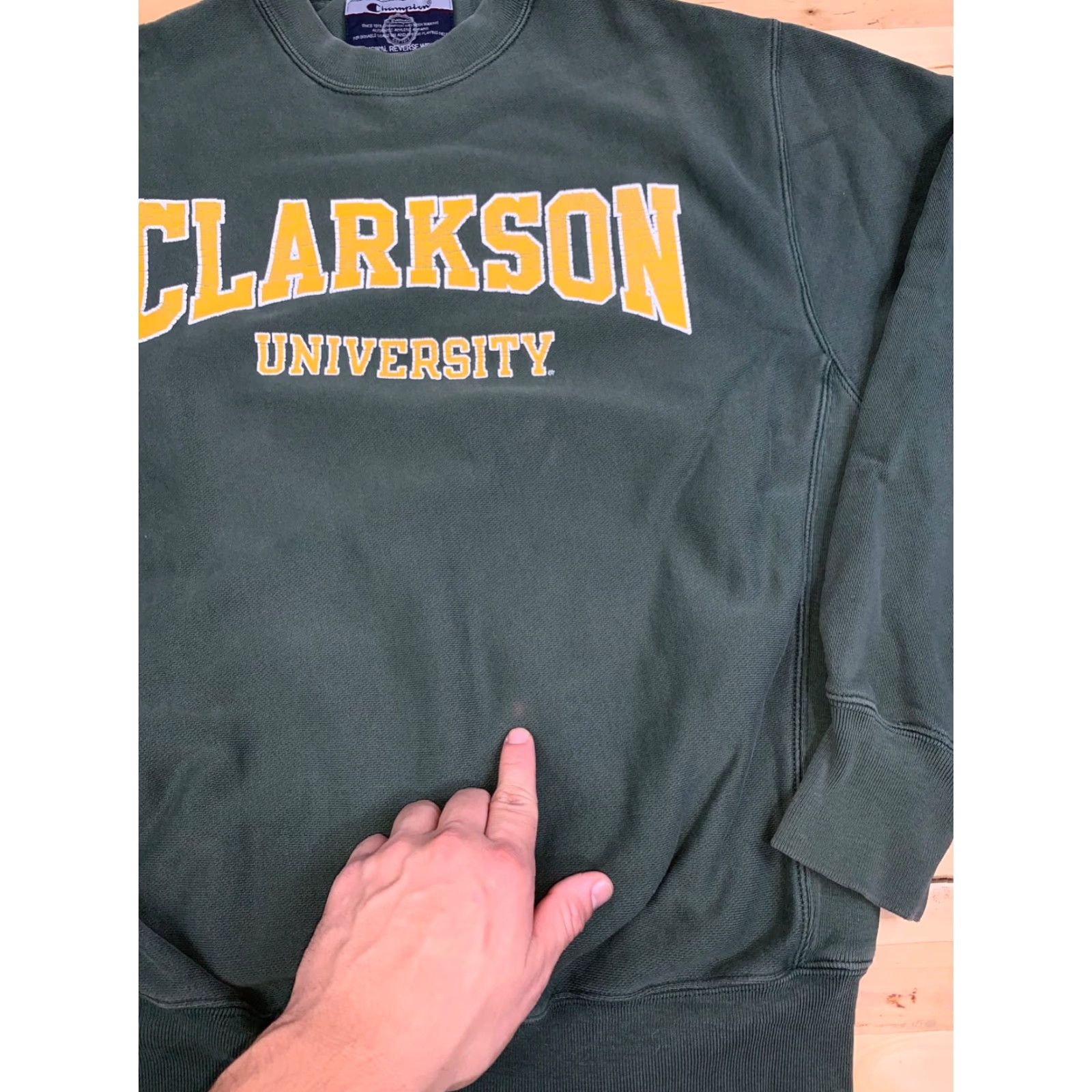 Champion Champion Sweatshirt Mens S Reverse Weave College Y2K Clarkson University Green Pullover Crew Neck Long Sleeve Regular size S Size US S / EU 44-46 / 1 - 4 Thumbnail