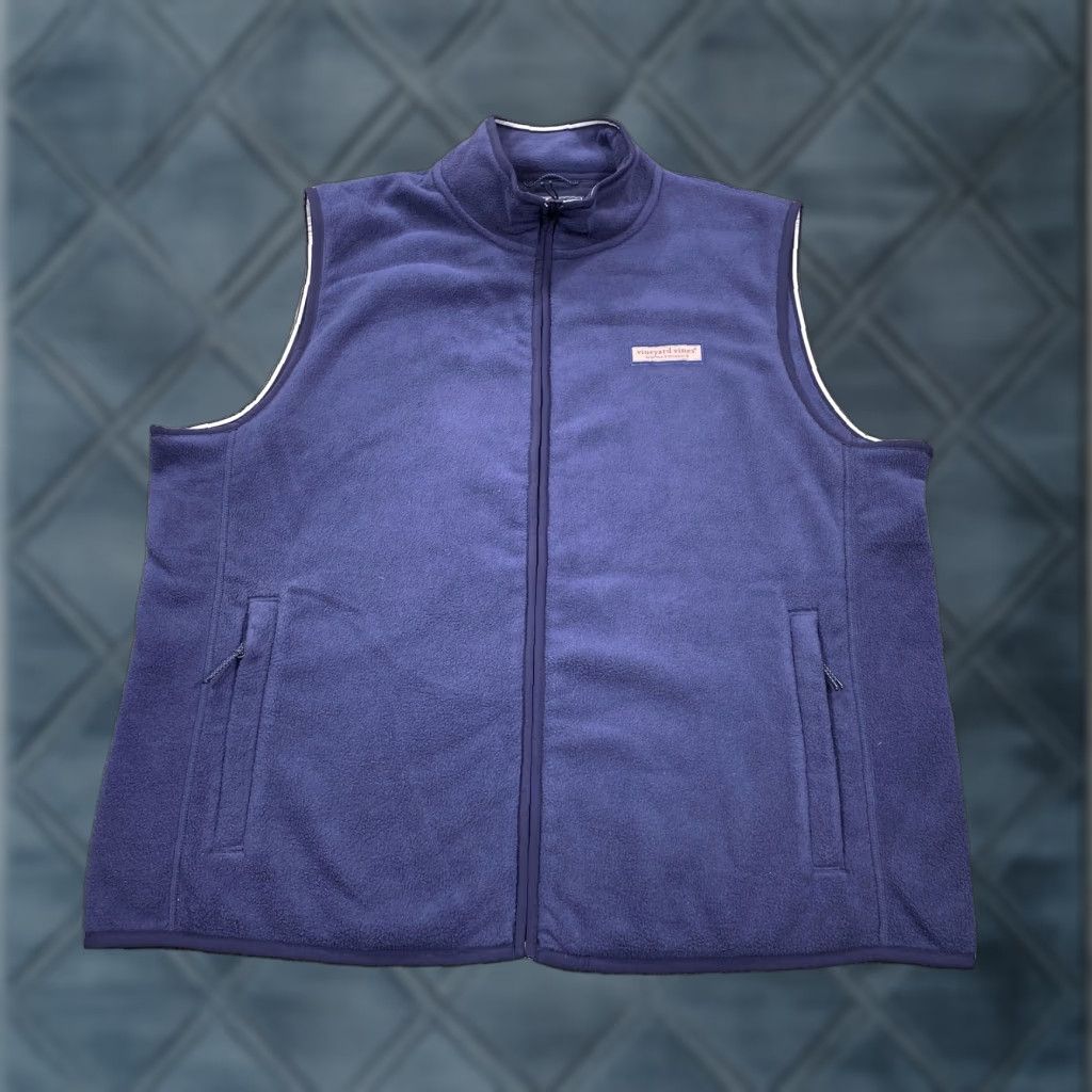 Vineyard Vines Vineyard Vines Sweater Vest Mens Large Blue Full Zip Fleece Mock Neck Logo Size US L / EU 52-54 / 3 - 1 Thumbnail