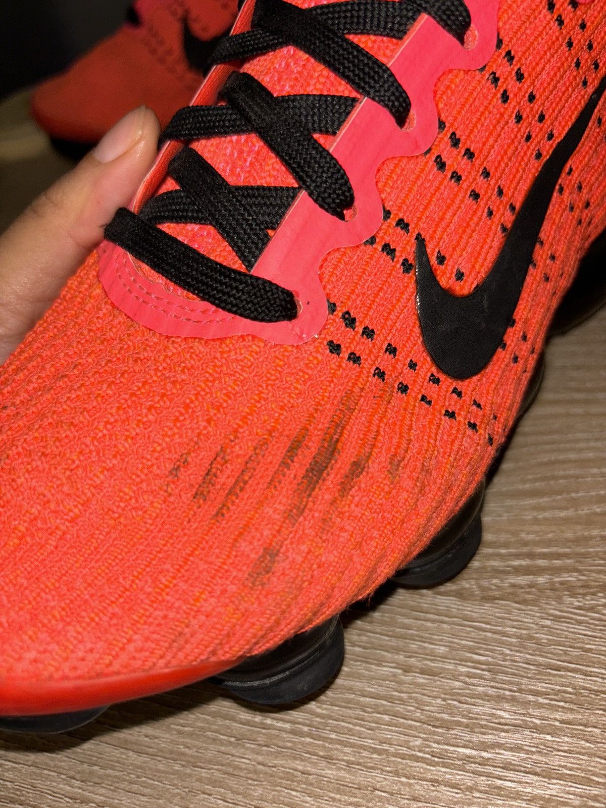 Nike Air VaporMax Flyknit 3 'Flash Crimson Black' Size US 6.5 / EU 39-40 - 8 Thumbnail
