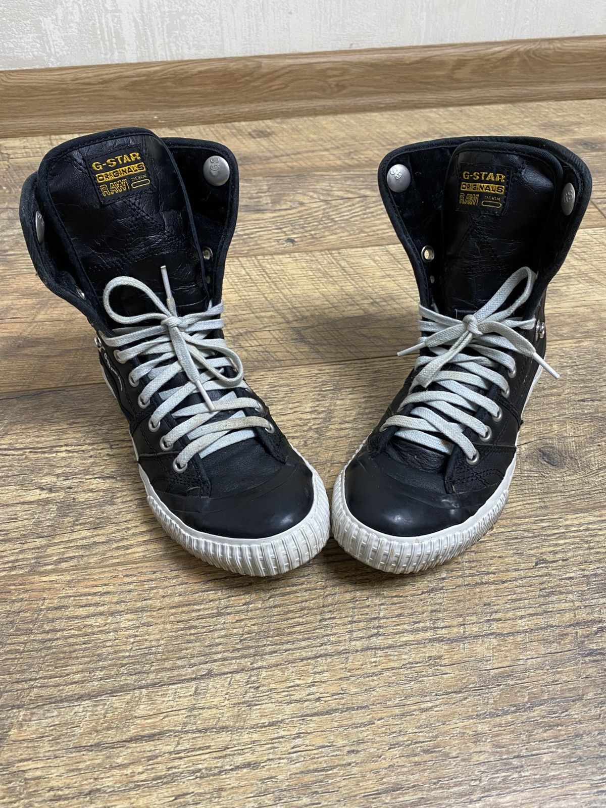 G-Star G-Star Raw Scuba High Top Sneakers Black Leather EU 37 Size US 5 / EU 37 - 9 Thumbnail