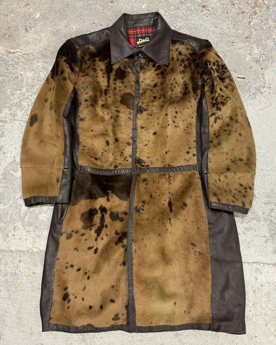 Dolce & Gabbana 2000s Dolce & Gabbana Pony Hair Cow Leather Trench Coat Size US M / EU 48-50 / 2 - 1 Thumbnail