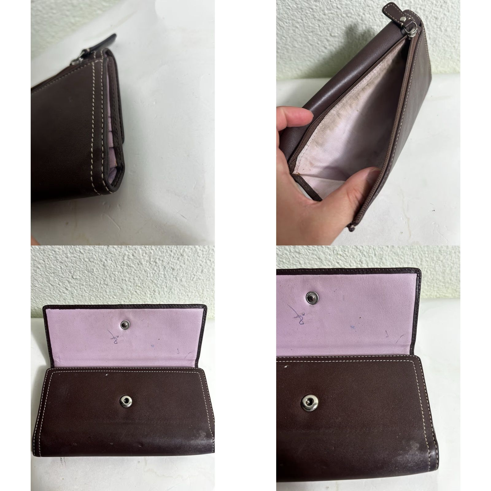 Coach Coach Wallet Brown Leather Bifold Clutch Button Snap 8x4 Women Stains Photos Size ONE SIZE - 8 Thumbnail