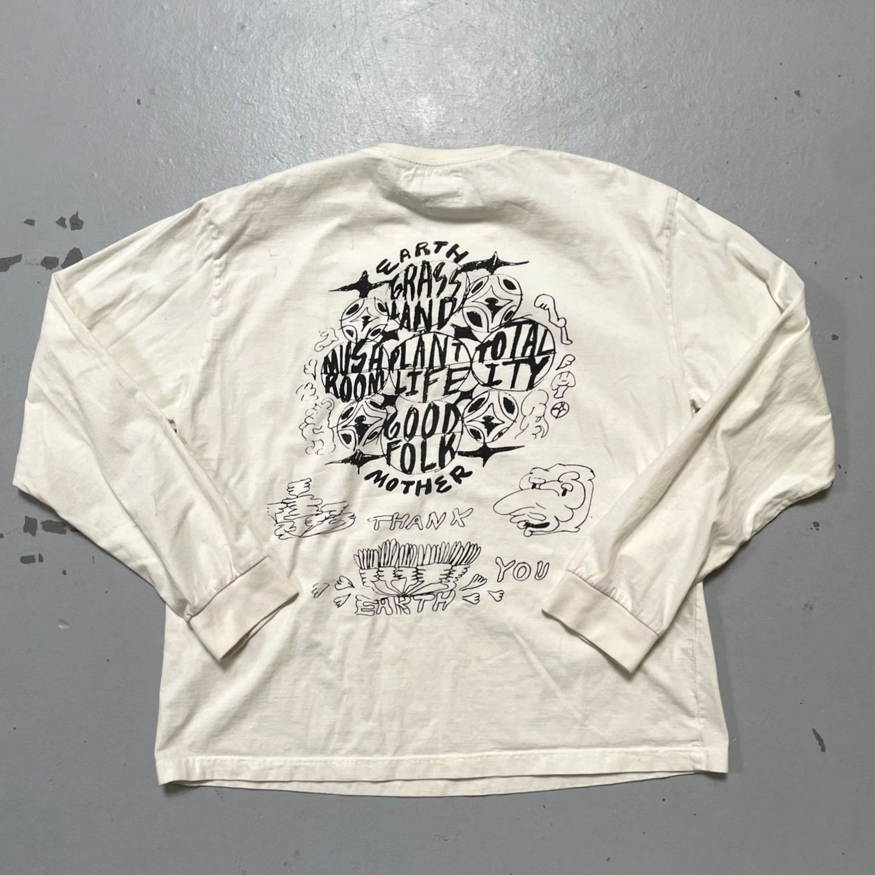 Story Mfg. Story Mfg Thank You Mother Earth L/S T-Shirt Large Unisex Adults Multicolor Graphic Nature Earth Sun Streetwear Shirt Mens Womens Size US L / EU 52-54 / 3 - 7 Thumbnail