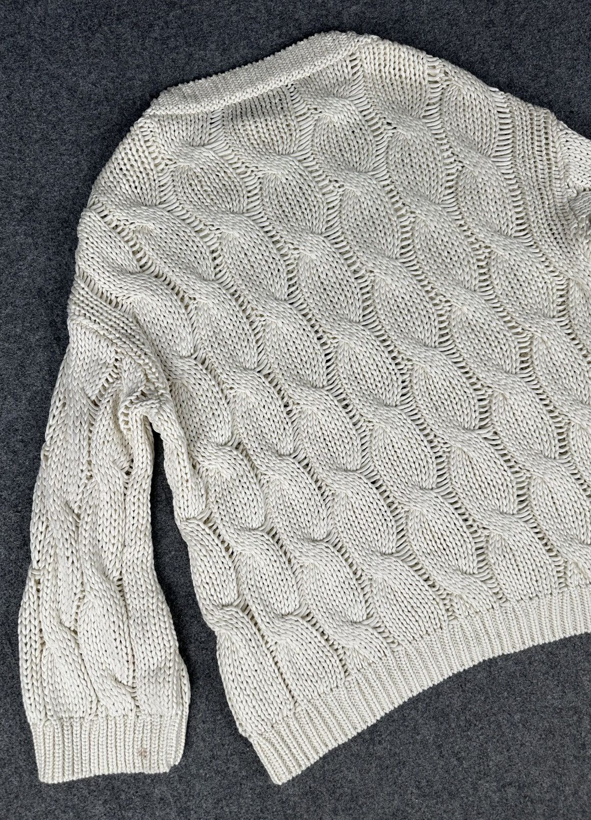 Brunello Cucinelli Brunello Cucinelli - Cable Knit Sweater - Off White Color Size L / US 10 / IT 46 - 9 Thumbnail